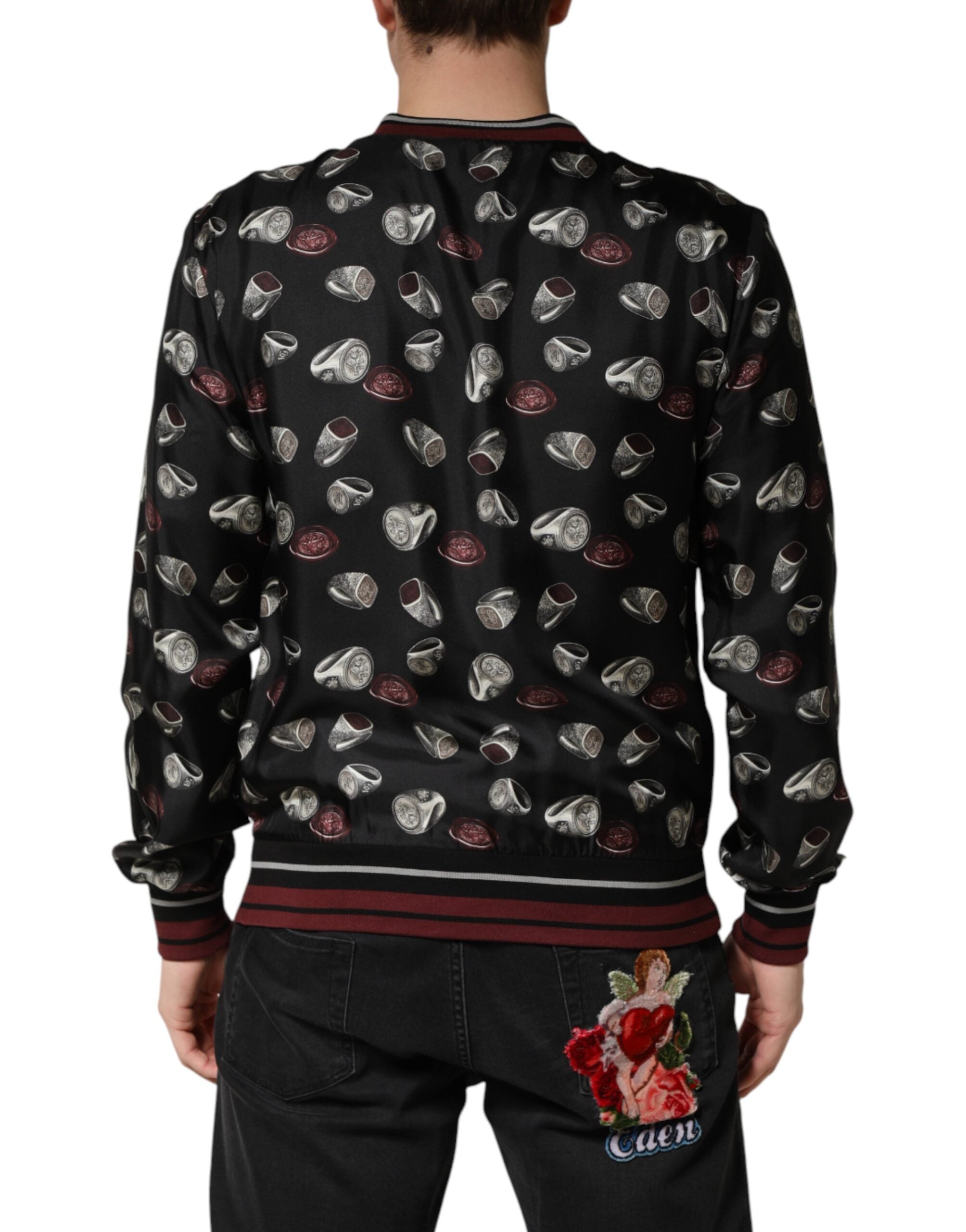 Dolce & Gabbana Black Ring Print CrewNeck Sweatshirt Men's Sweater (Pre-Owned)
