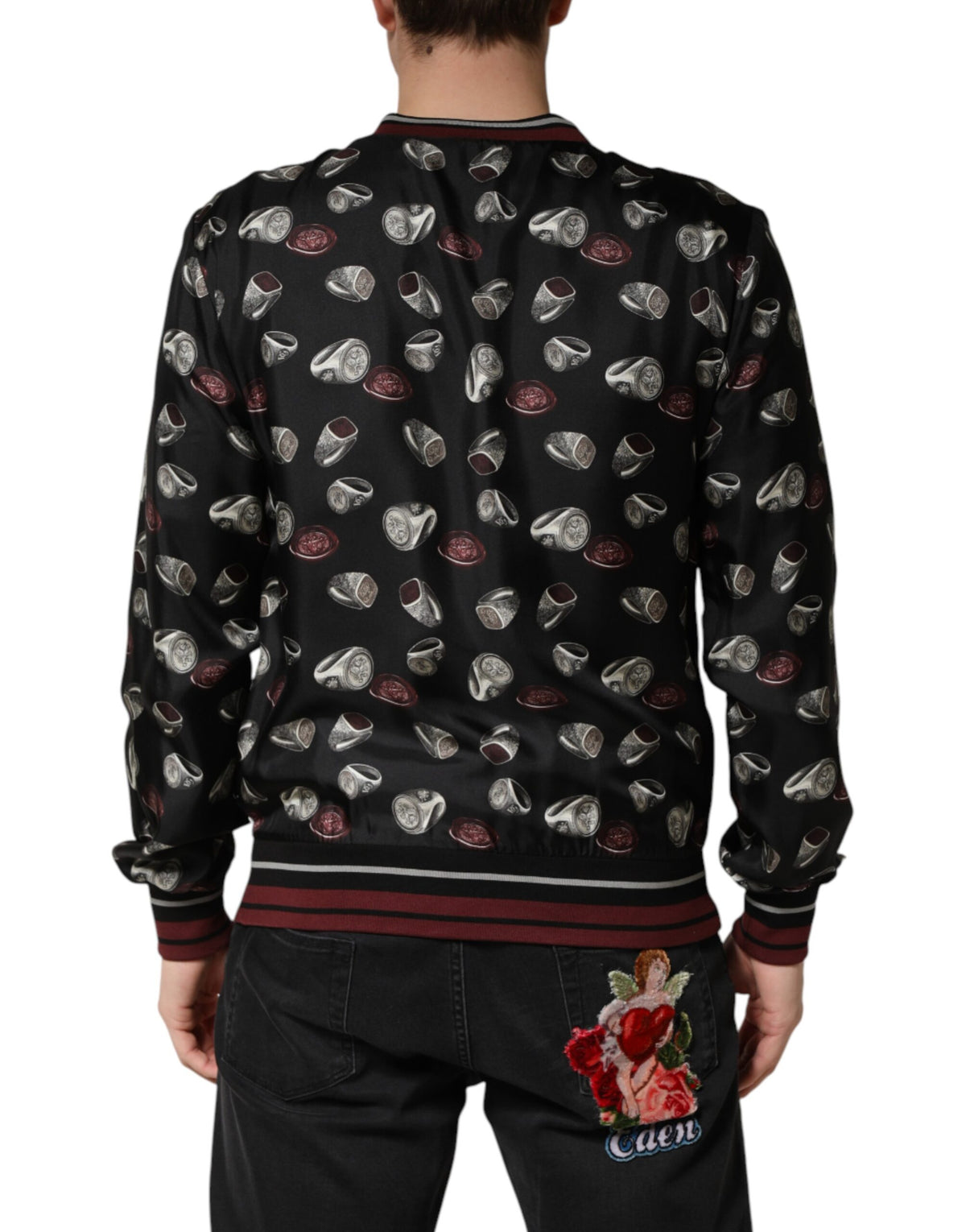 Dolce & Gabbana Black Ring Print CrewNeck Sweatshirt Men's Sweater (Pre-Owned)