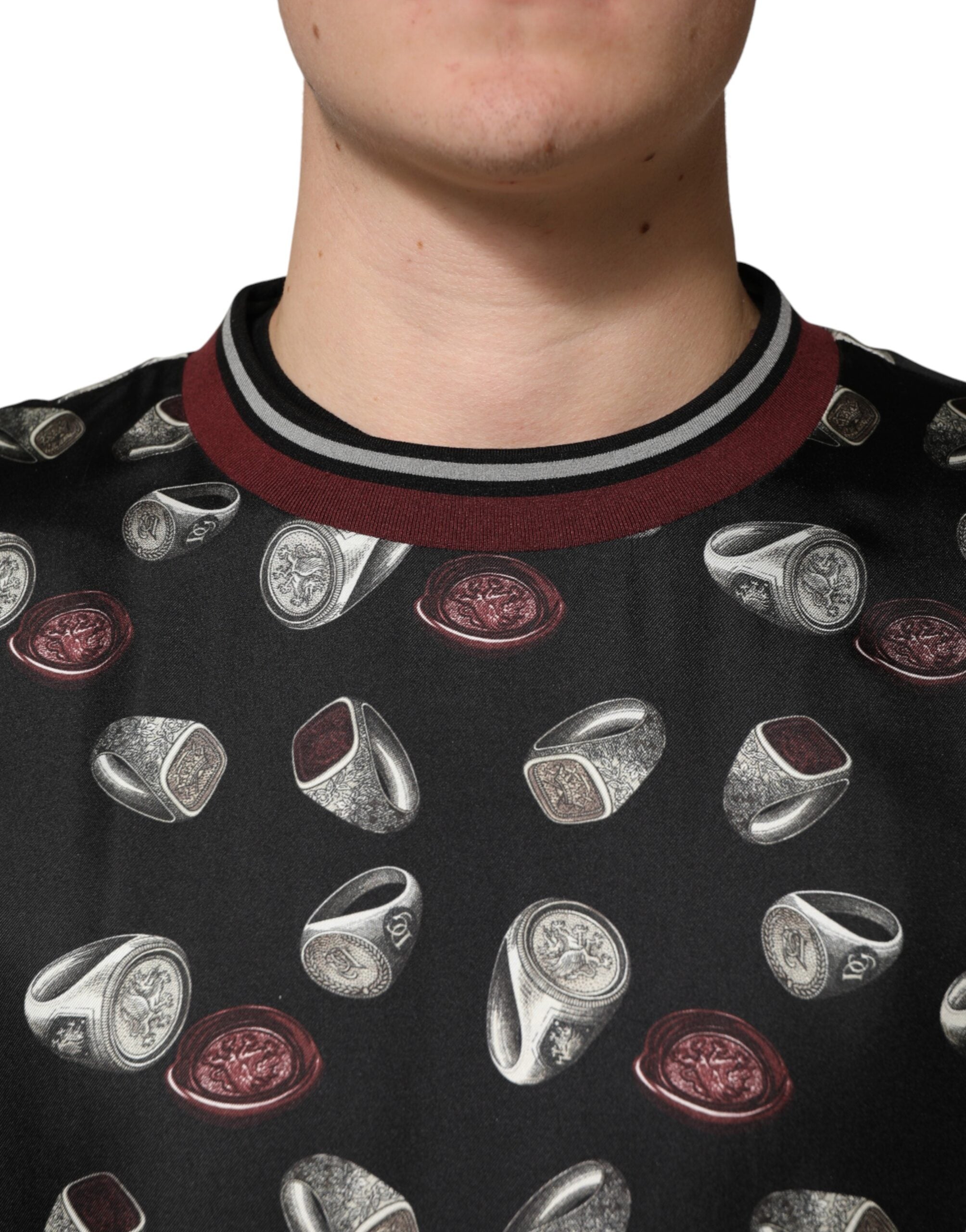 Dolce & Gabbana Black Ring Print CrewNeck Sweatshirt Men's Sweater (Pre-Owned)