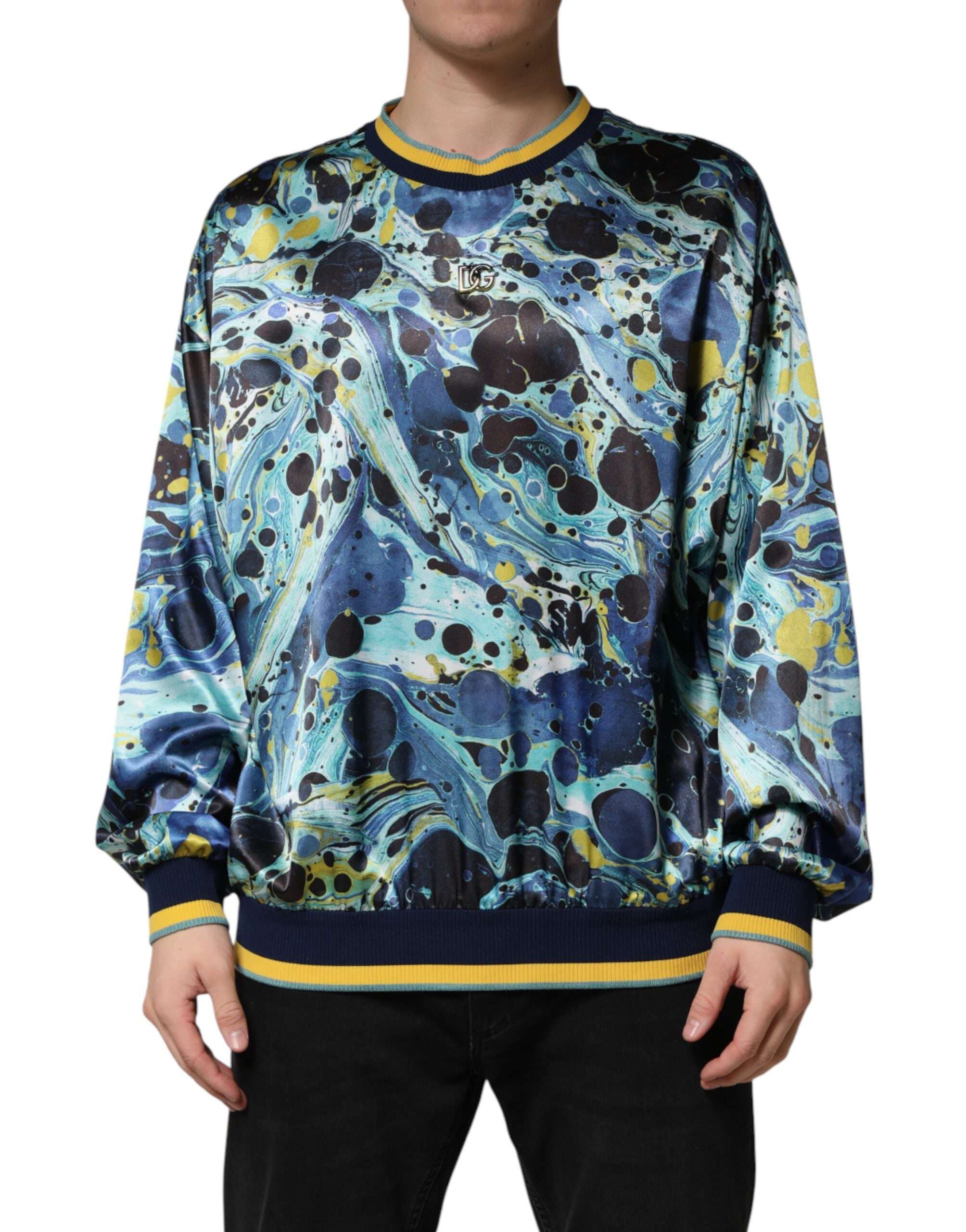 Dolce & Gabbana Multicolor Marble Print Pullover Men's Sweater