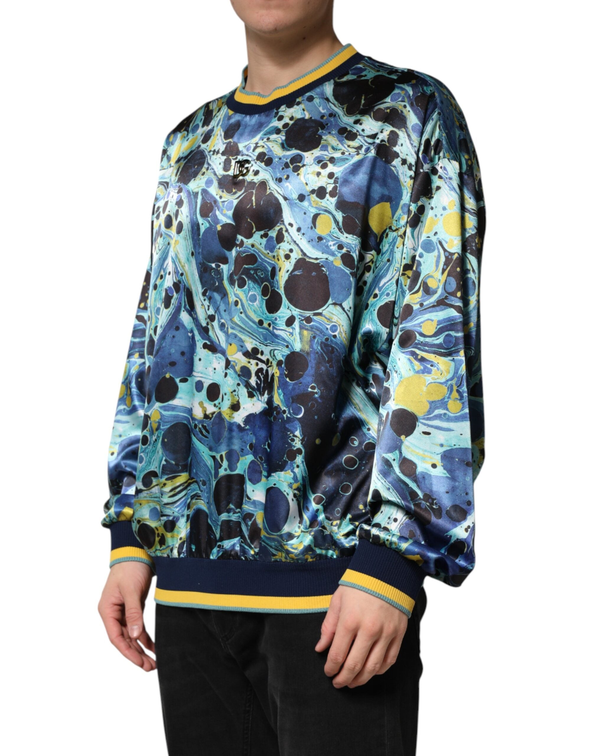 Dolce & Gabbana Multicolor Marble Print Pullover Men's Sweater