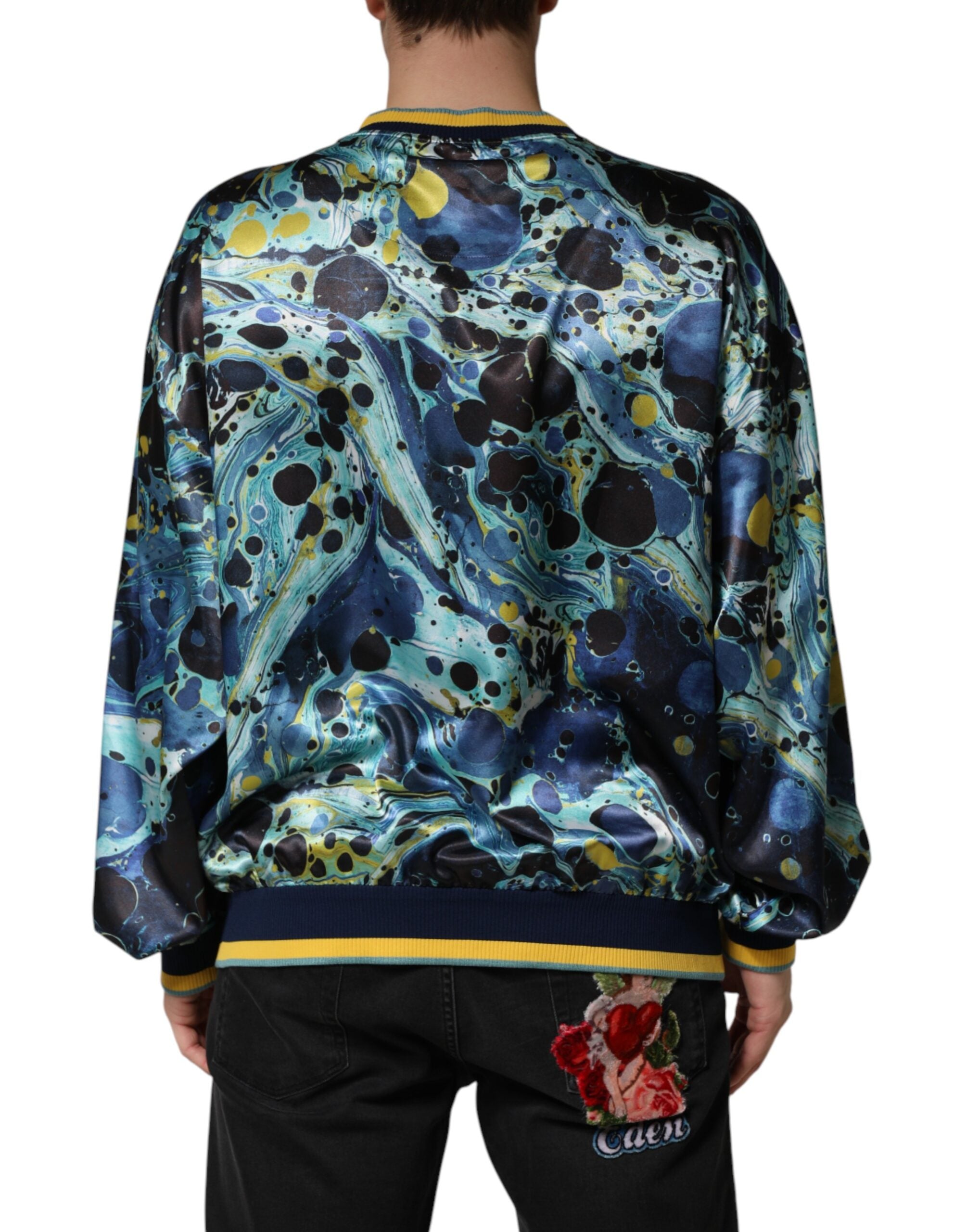 Dolce & Gabbana Multicolor Marble Print Pullover Men's Sweater
