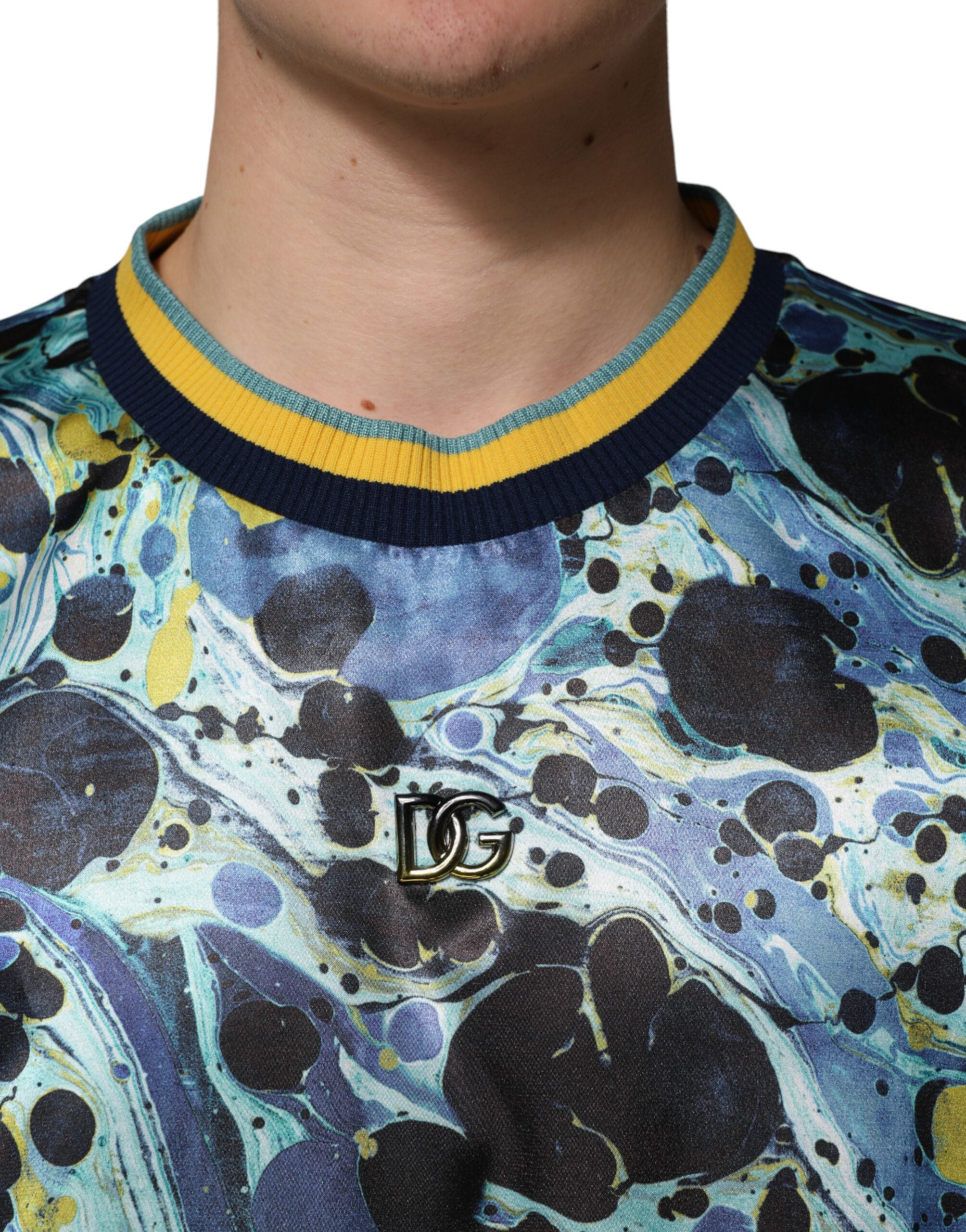 Dolce & Gabbana Multicolor Marble Print Pullover Men's Sweater