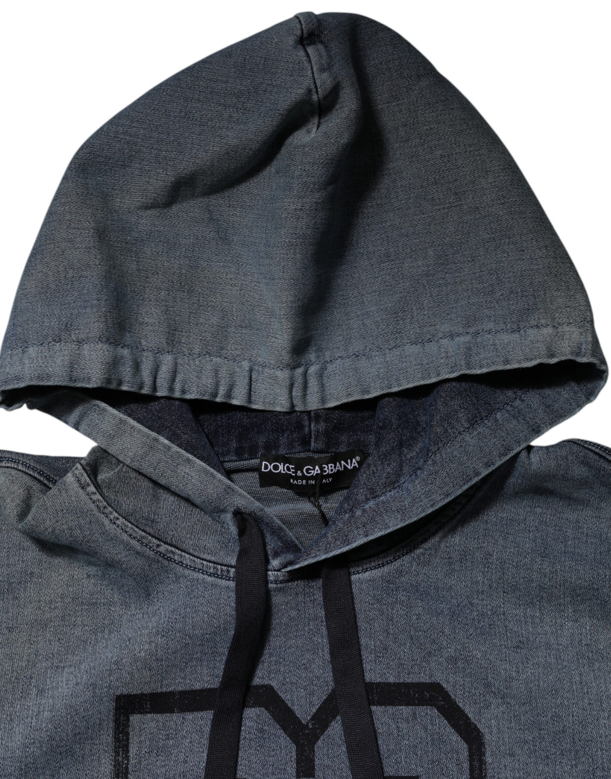 Dolce & Gabbana Blue Cotton Logo Hooded Sweatshirt Men's Sweater (Pre-Owned)