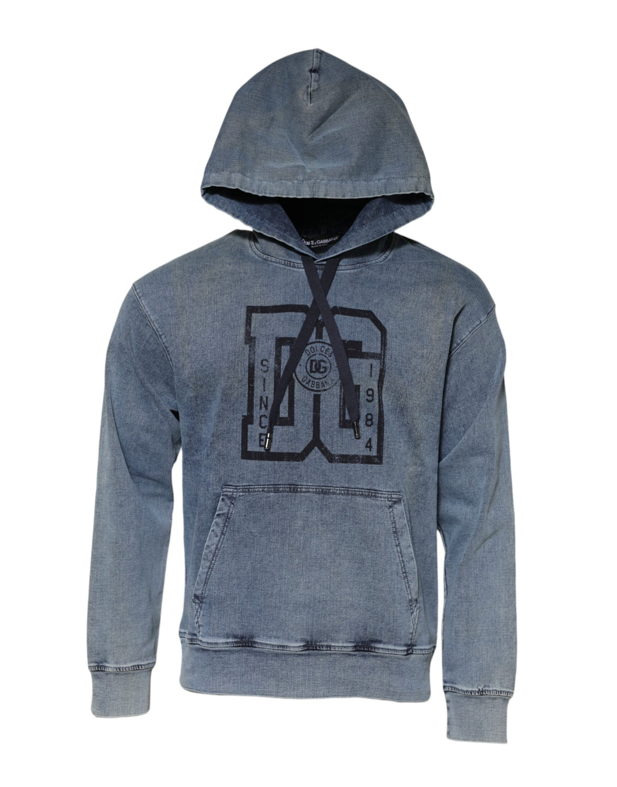 Dolce & Gabbana Blue Cotton Logo Hooded Sweatshirt Men's Sweater (Pre-Owned)