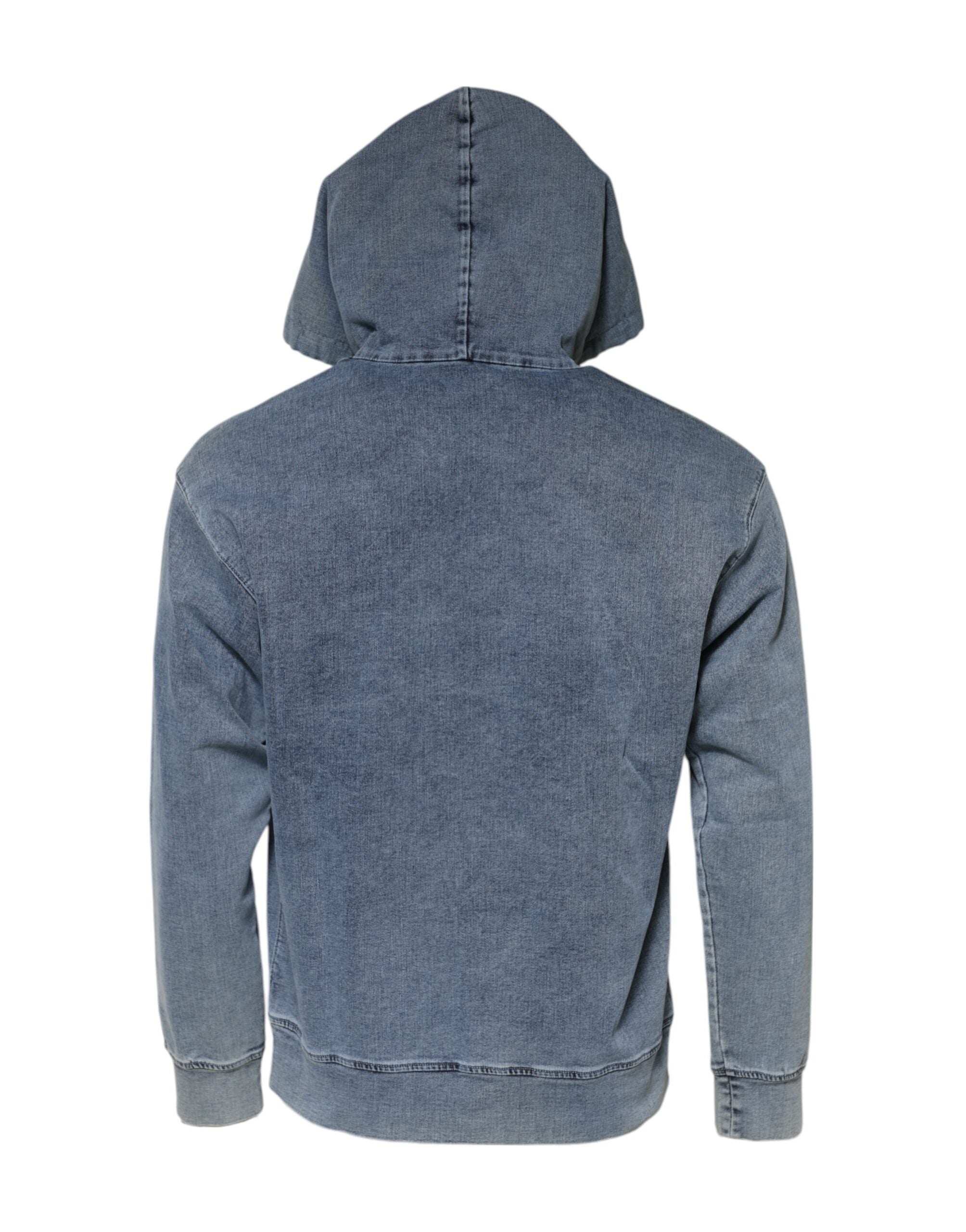 Dolce & Gabbana Blue Cotton Logo Hooded Sweatshirt Men's Sweater (Pre-Owned)