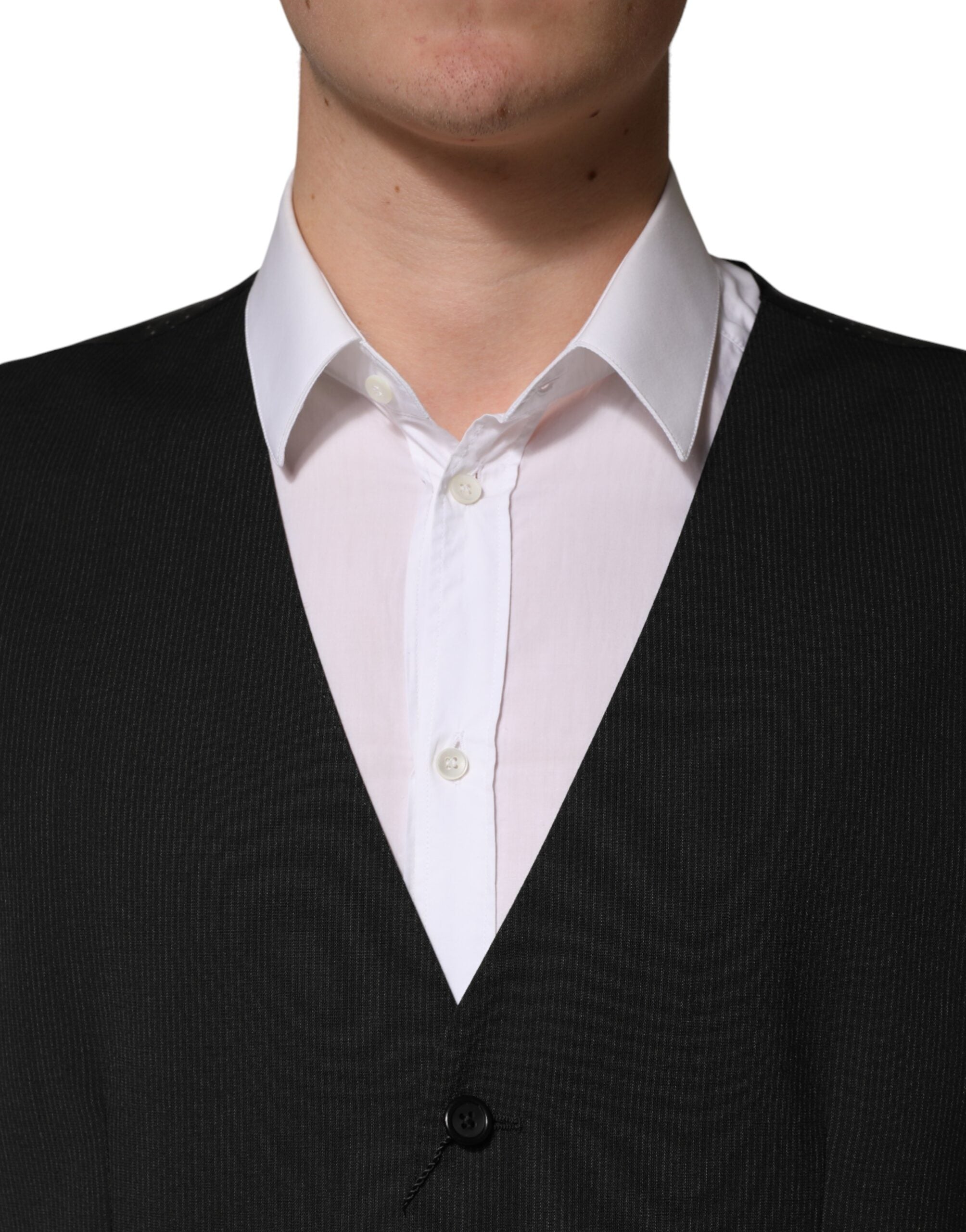 Dolce & Gabbana Black Wool Dress Men Formal Waistcoat Men's Vest
