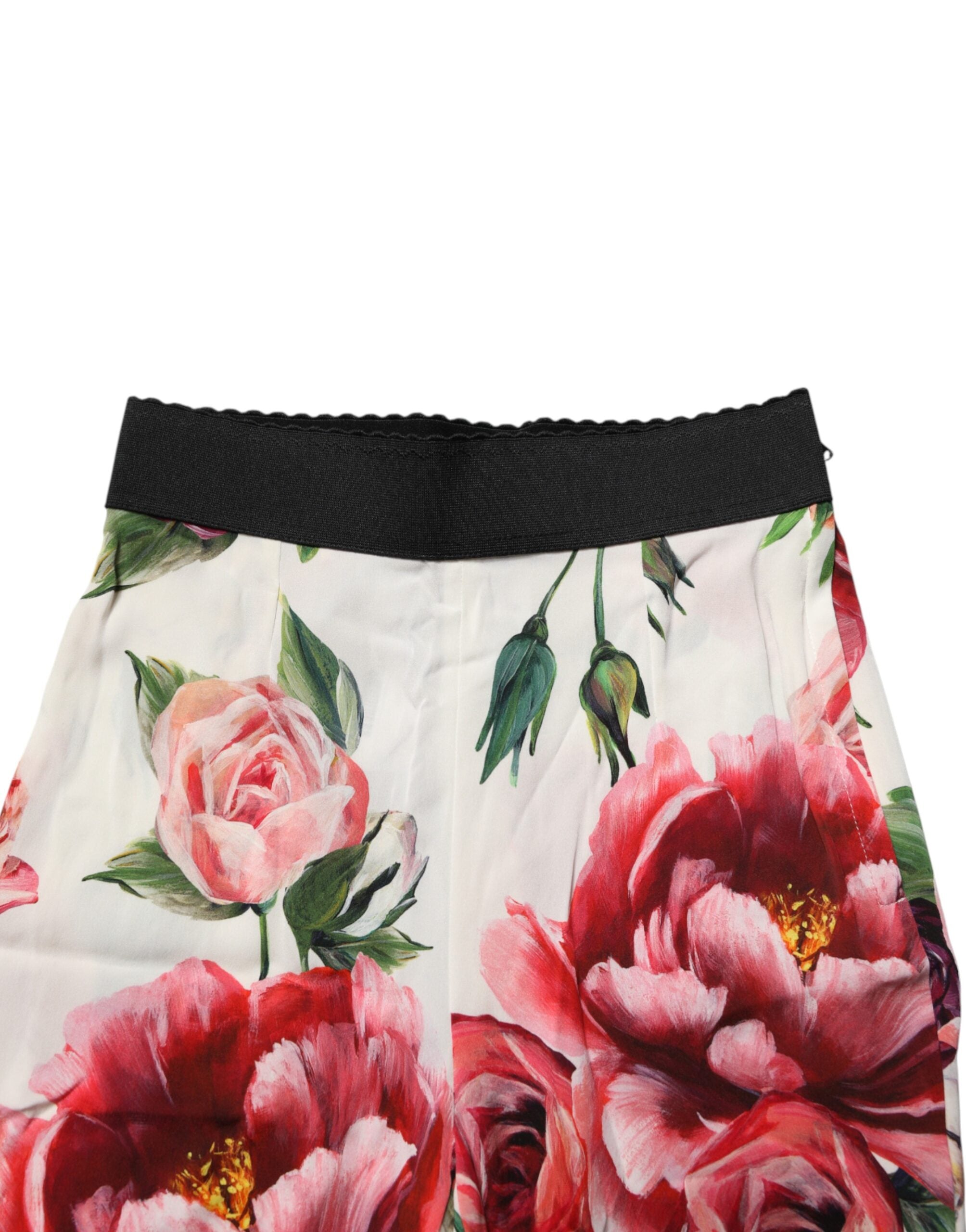 Dolce & Gabbana White Floral Leggings Stretch Waist Women's Pants (Pre-Owned)