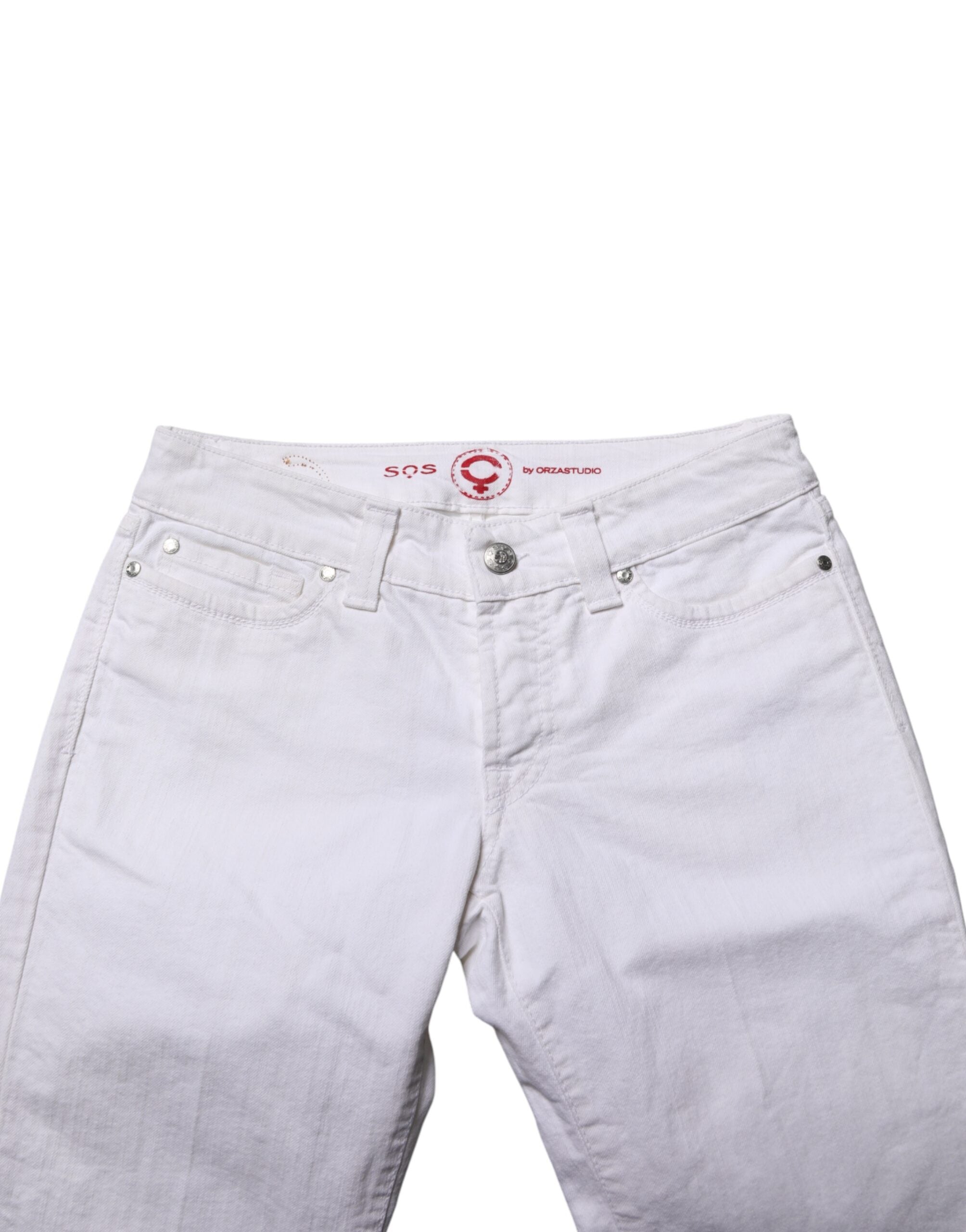 S.O.S White Low Waist Bootcut Denim Women's Jeans (Pre-Owned)