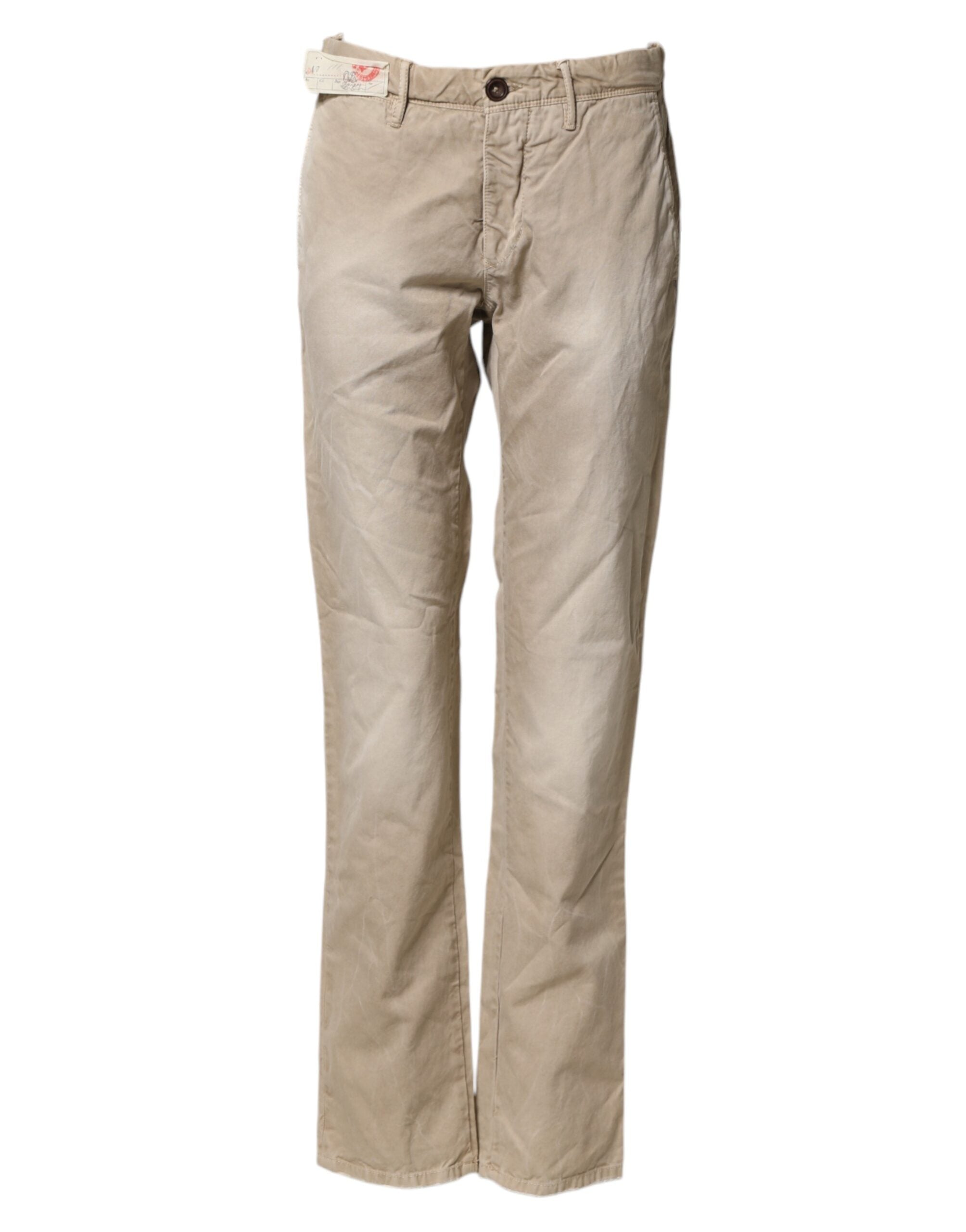 Incotex Beige Mid Waist Straight Women Casual Chino Trouser Women's Pants