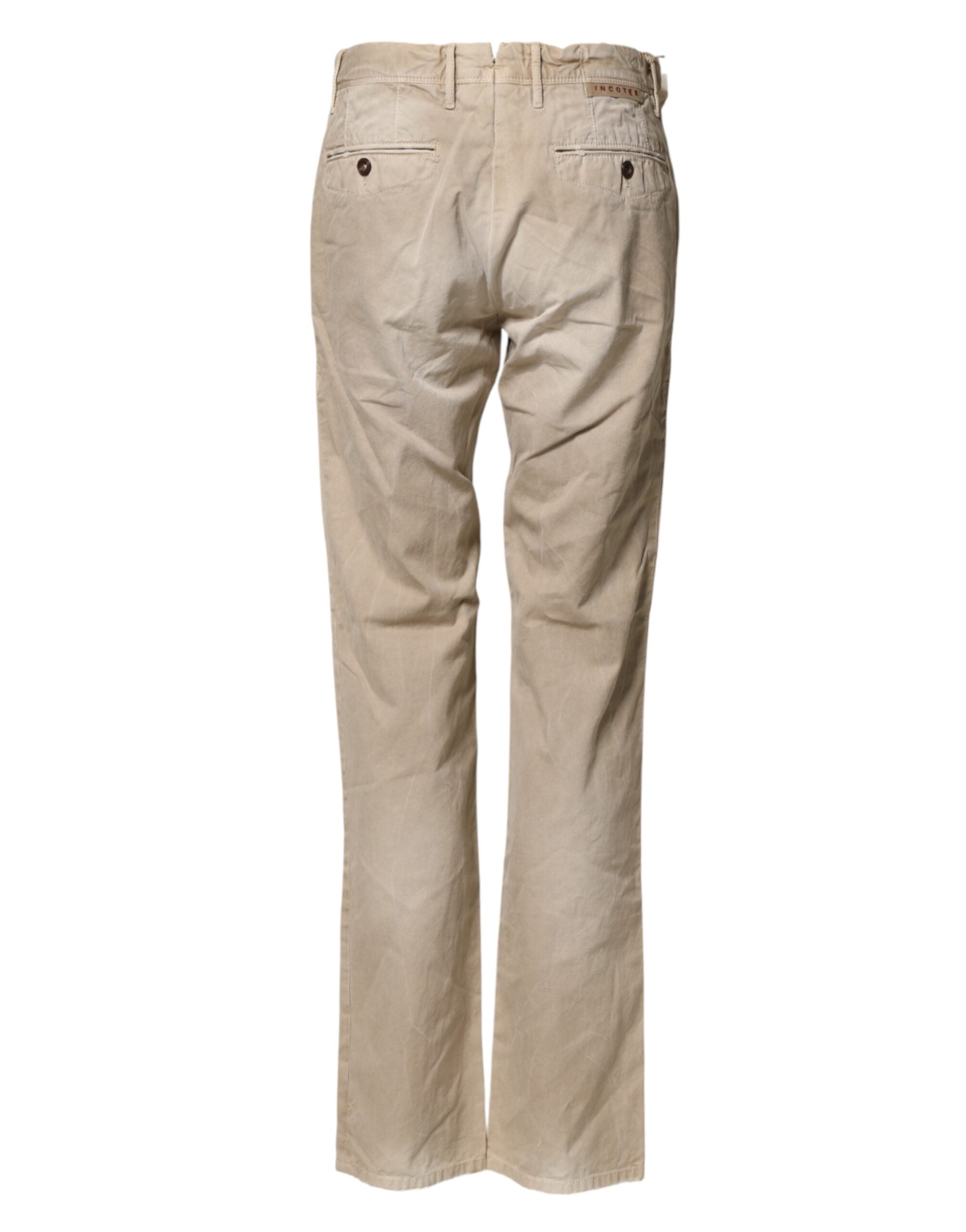 Incotex Beige Mid Waist Straight Women Casual Chino Trouser Women's Pants