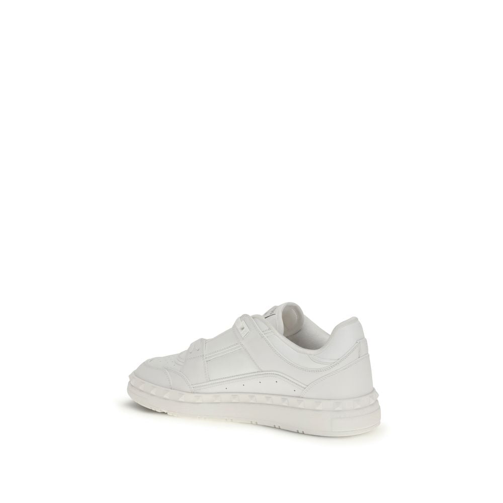 Valentino Garavani White Calf Leather Bos Taurus Low Top Men's Sneakers