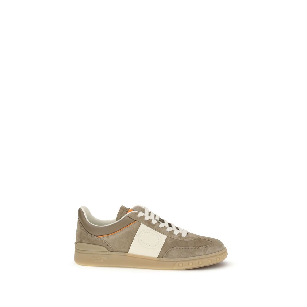 Valentino Garavani Beige Calf Leather Bos Taurus Low Top Men's Sneakers