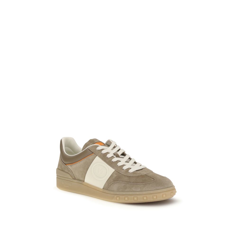 Valentino Garavani Beige Calf Leather Bos Taurus Low Top Men's Sneakers