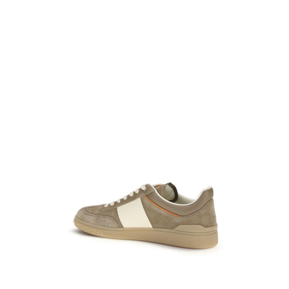 Valentino Garavani Beige Calf Leather Bos Taurus Low Top Men's Sneakers