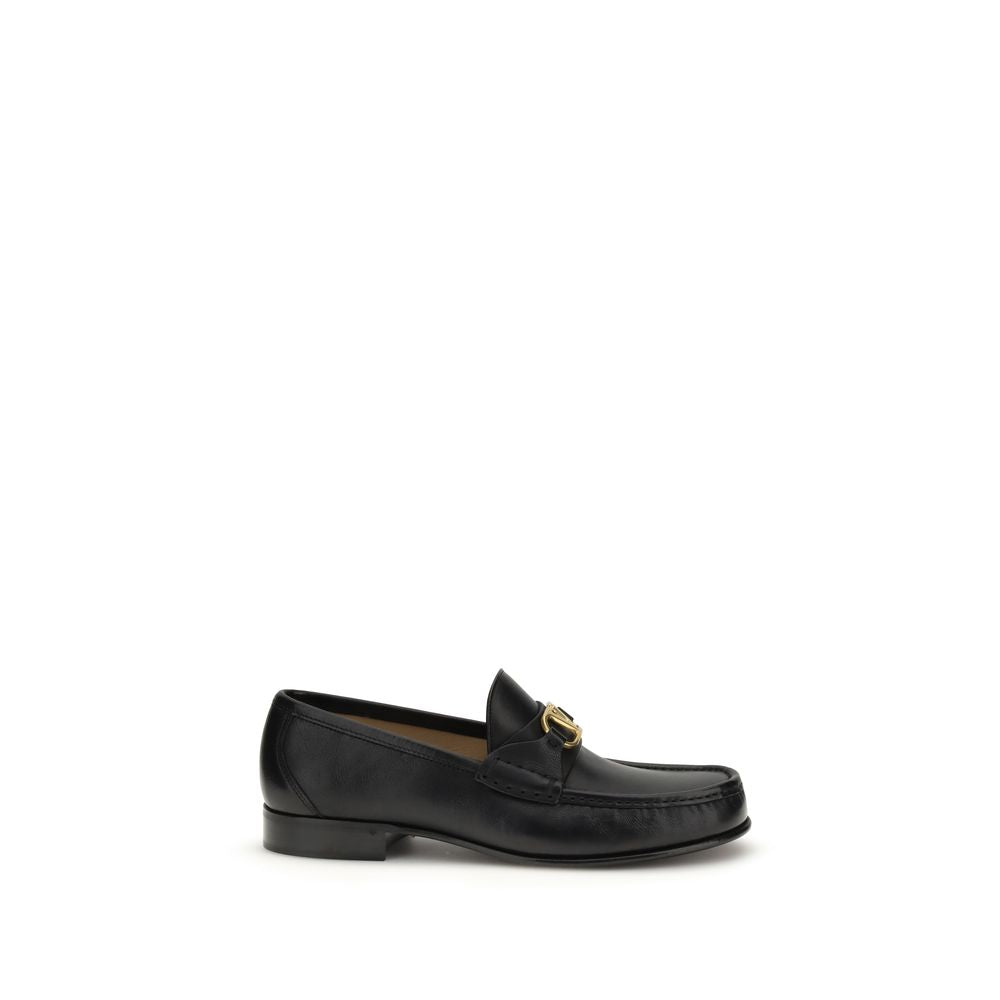 Valentino Garavani Black Calf Leather Bos Taurus Slip-On Men's Loafers