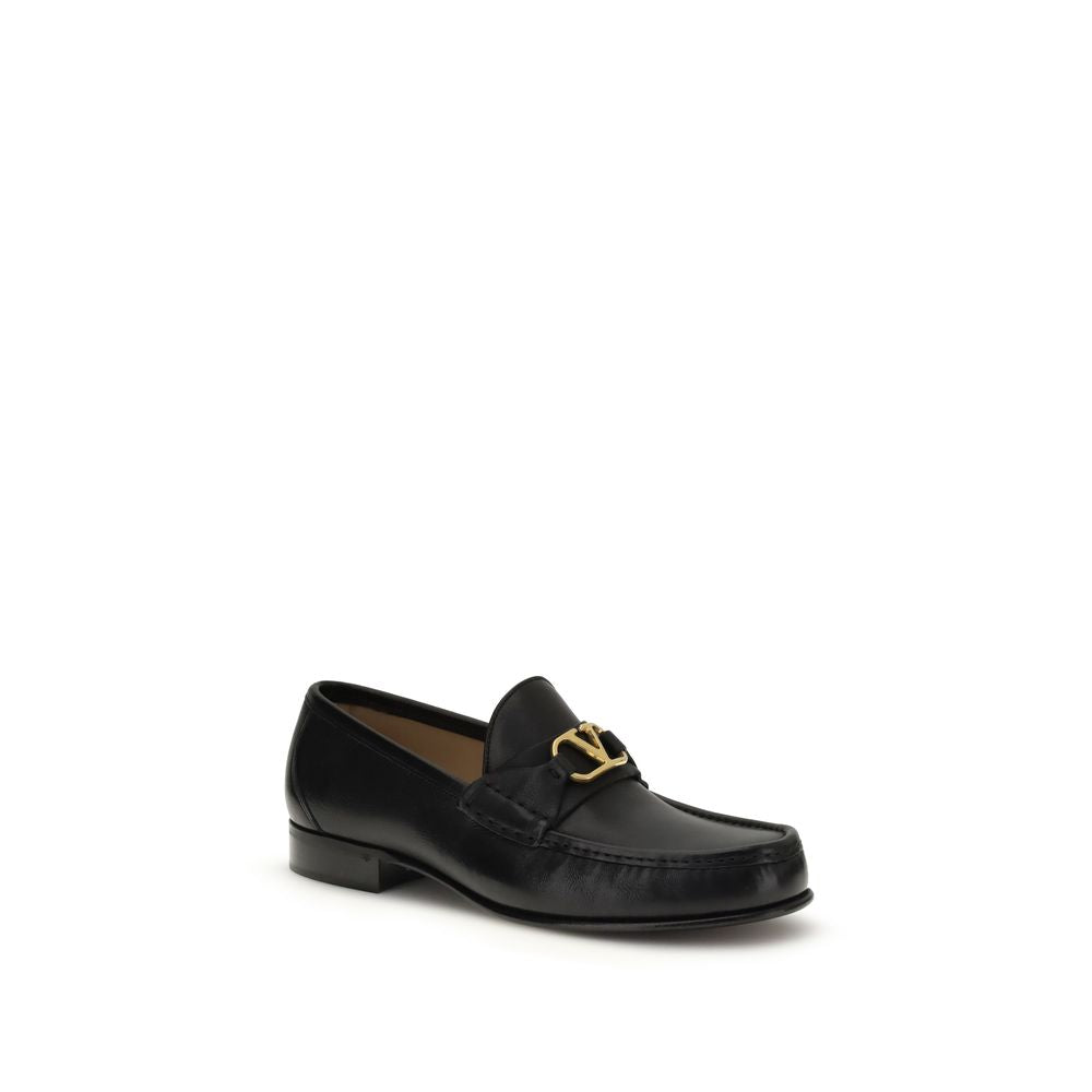 Valentino Garavani Black Calf Leather Bos Taurus Slip-On Men's Loafers