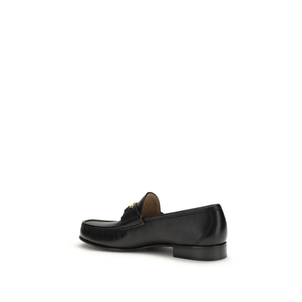 Valentino Garavani Black Calf Leather Bos Taurus Slip-On Men's Loafers