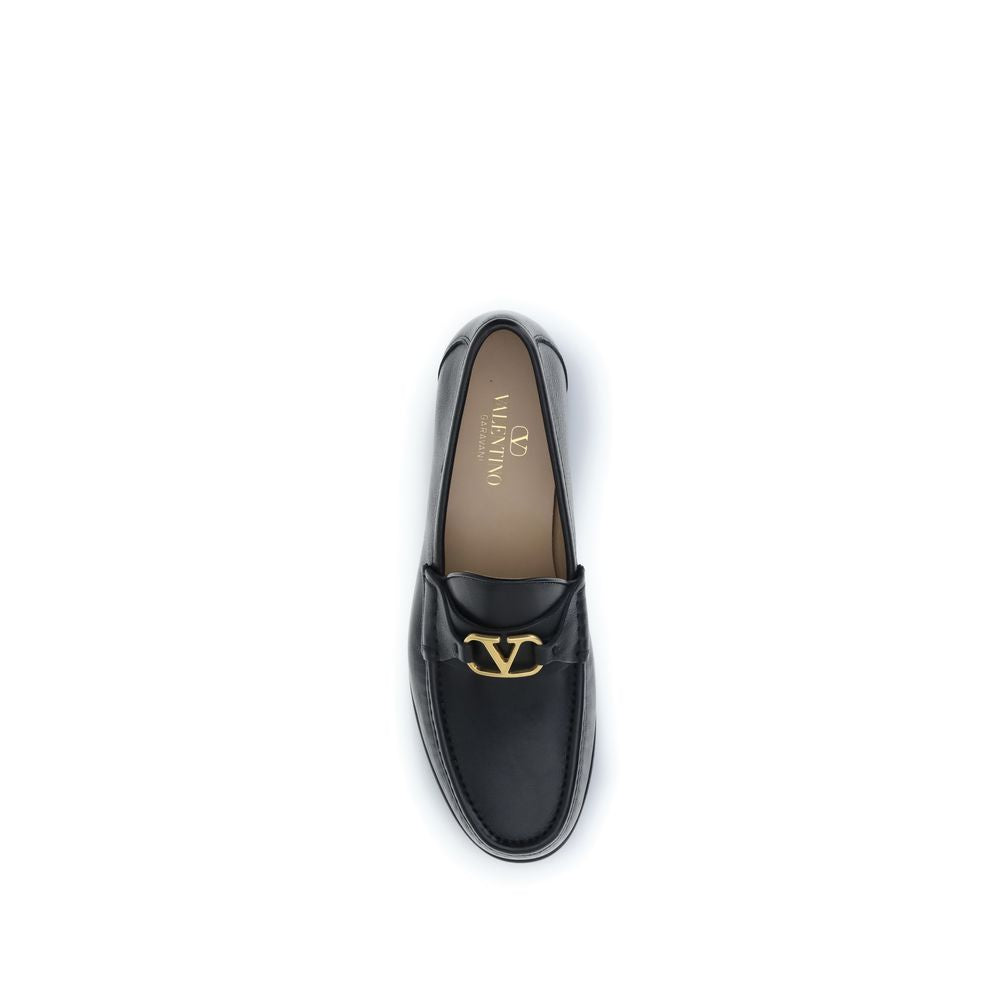 Valentino Garavani Black Calf Leather Bos Taurus Slip-On Men's Loafers