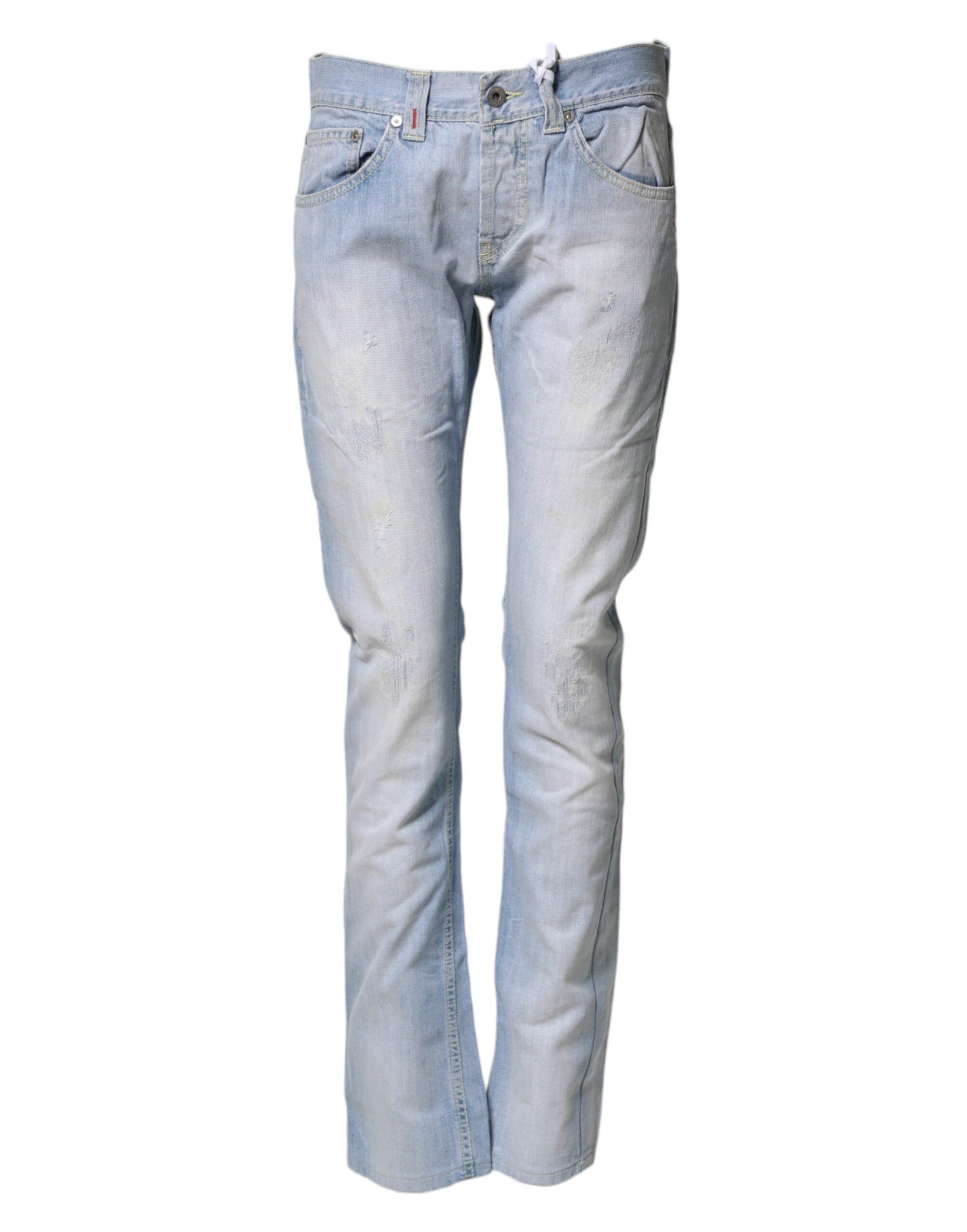 Dondup Light Blue Cotton Stretch Straight Denim Trouser Women's Jeans (Pre-Owned)