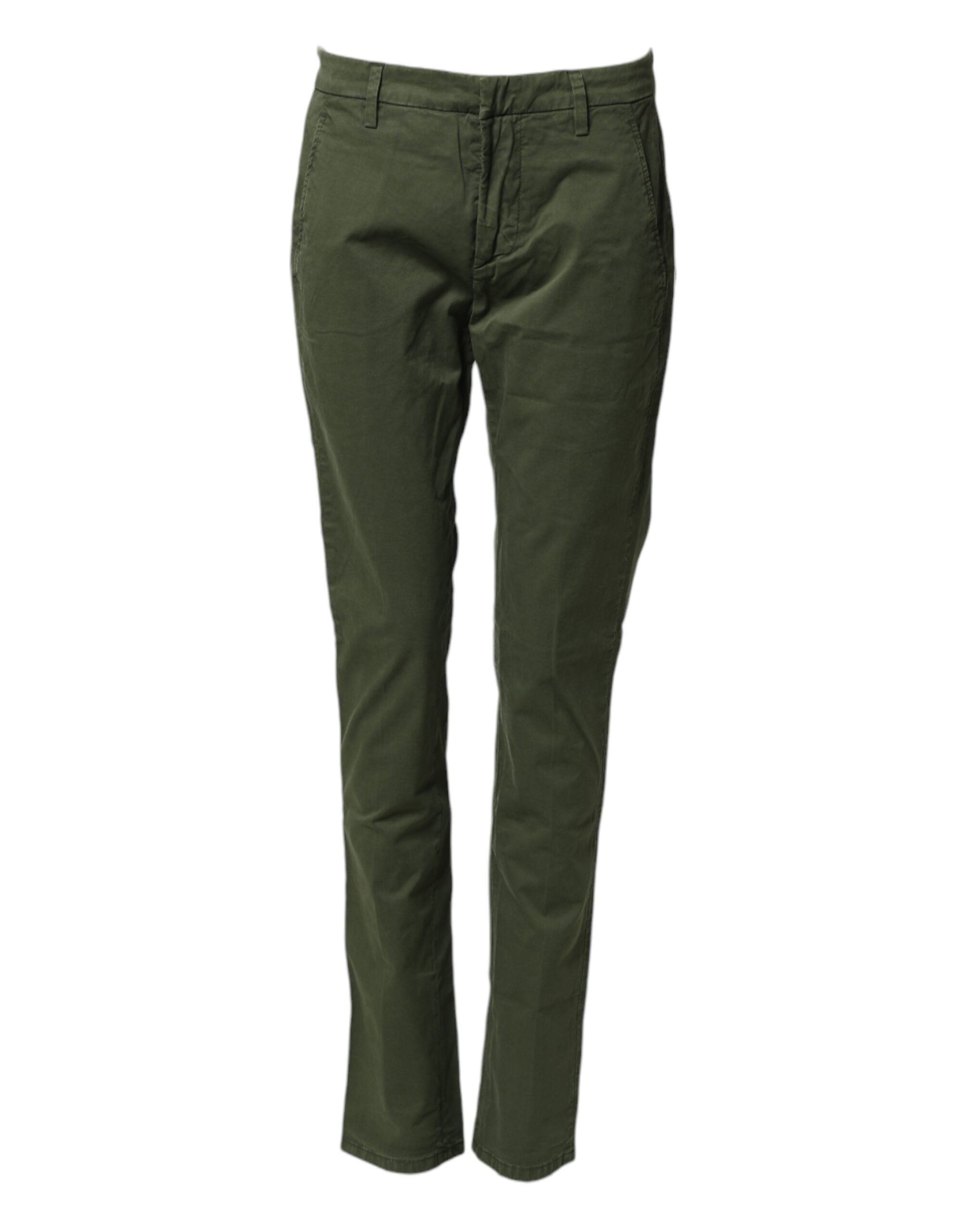 Dondup Dark Green Cotton Stretch Skinny Chino Trouser Women's Pants (Pre-Owned)