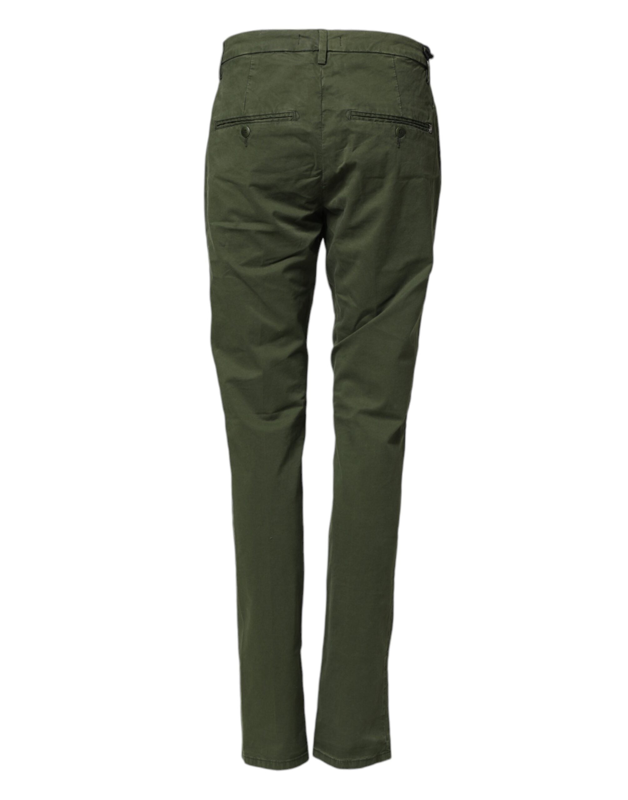 Dondup Dark Green Cotton Stretch Skinny Chino Trouser Women's Pants (Pre-Owned)