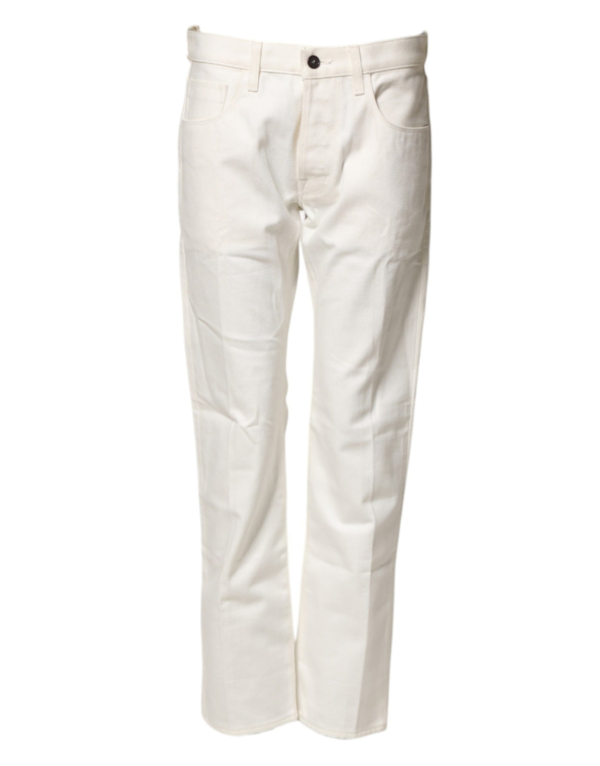 Fortela White Cotton Straight Denim Mid Waist Trouser Women's Jeans (Pre-Owned)