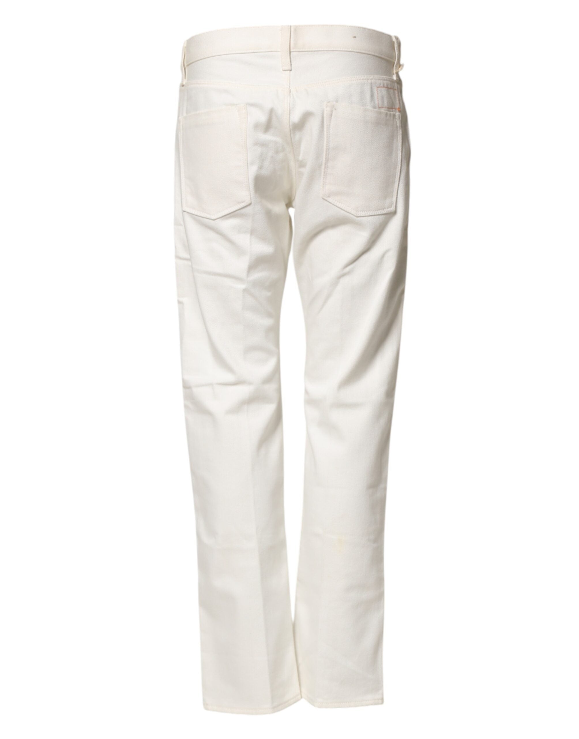 Fortela White Cotton Straight Denim Mid Waist Trouser Women's Jeans (Pre-Owned)