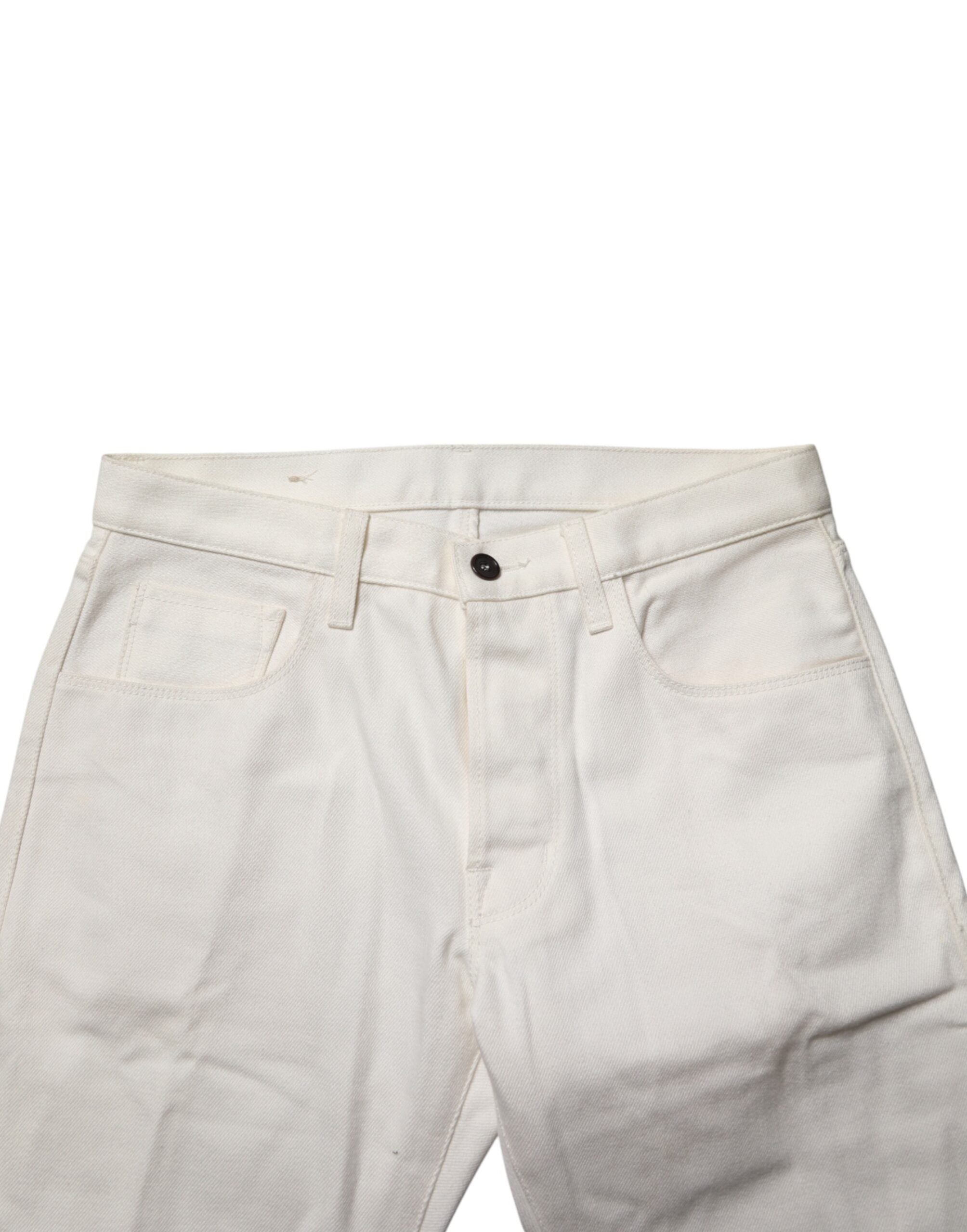 Fortela White Cotton Straight Denim Mid Waist Trouser Women's Jeans (Pre-Owned)