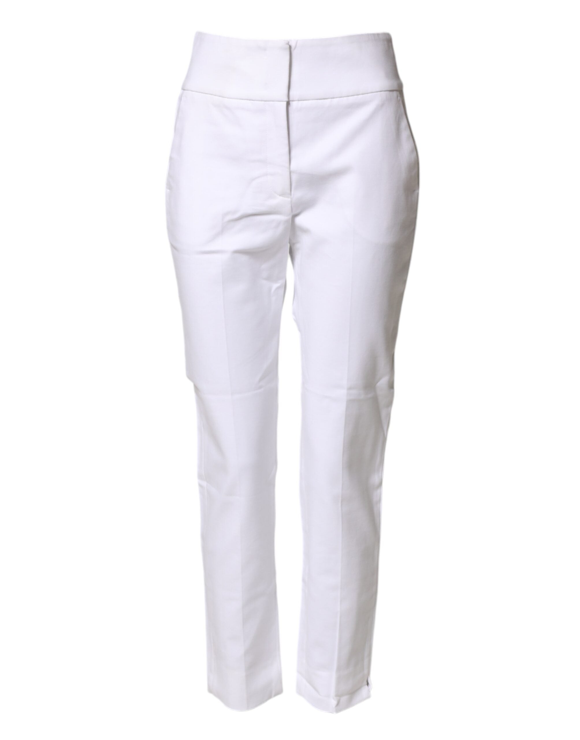 Peserico White High Waist Tapered Fit Chino Trouser Women's Pants (Pre-Owned)
