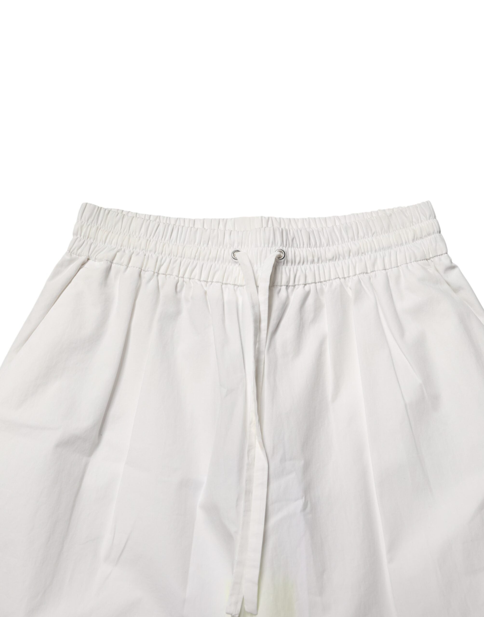 MSGM White Cotton High Waist Wide Leg Straight Bermuda Women's Shorts (Pre-Owned)