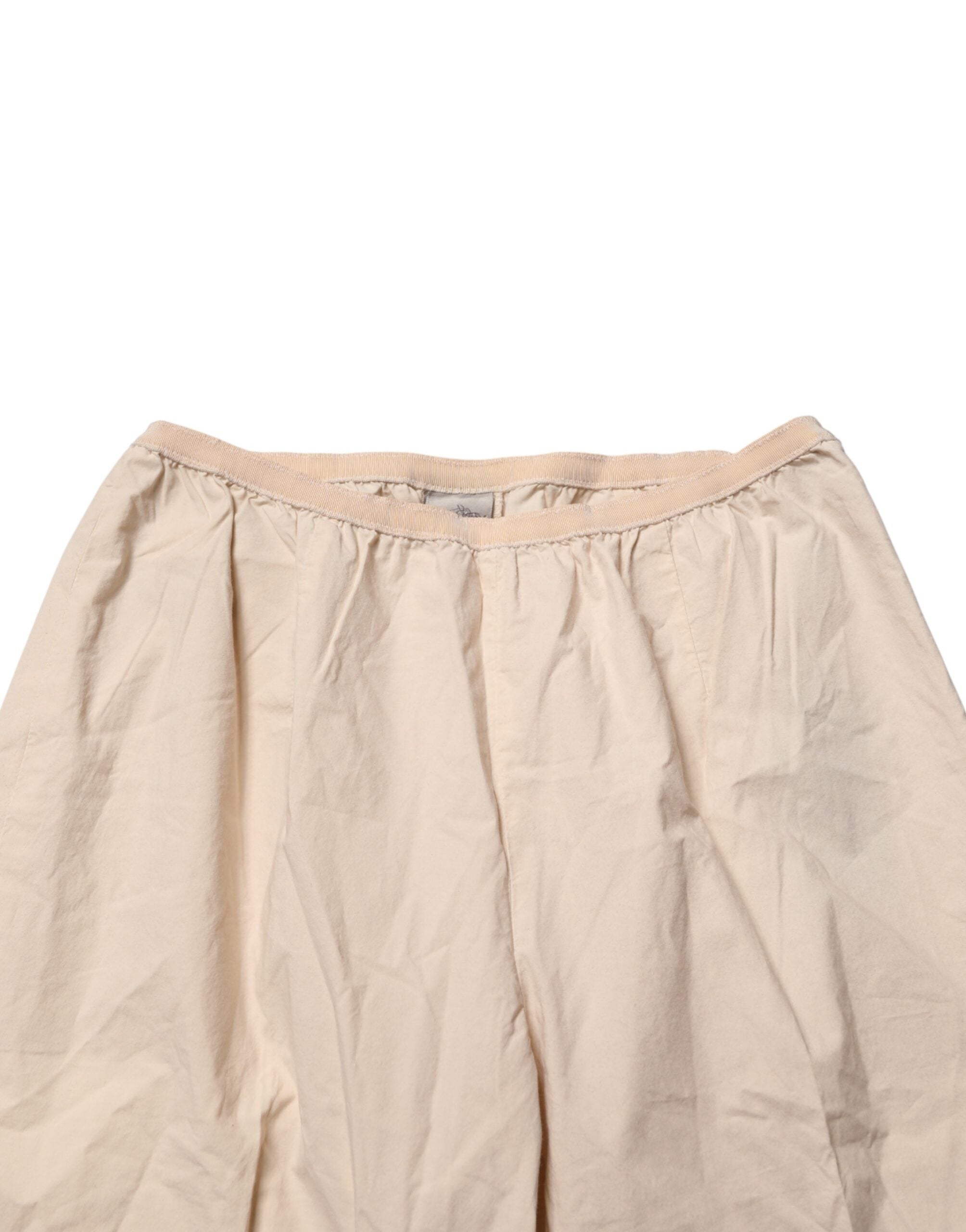 QL2 Beige Cotton High Waist Straight Chino Trouser Women's Pants (Pre-Owned)