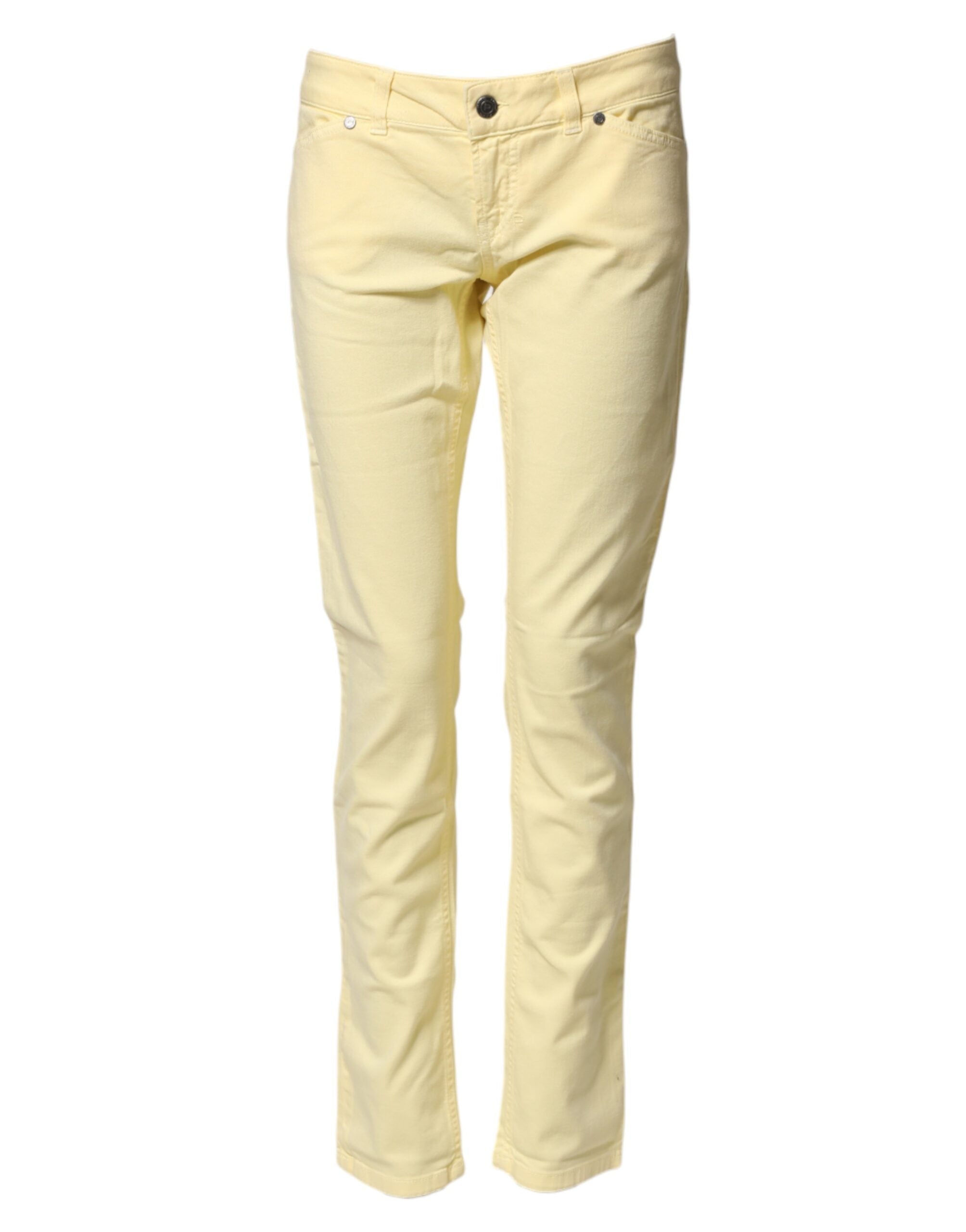 PINKO Yellow Cotton Low Waist Slim Fit Skinny Denim Casual Women's Jeans (Pre-Owned)