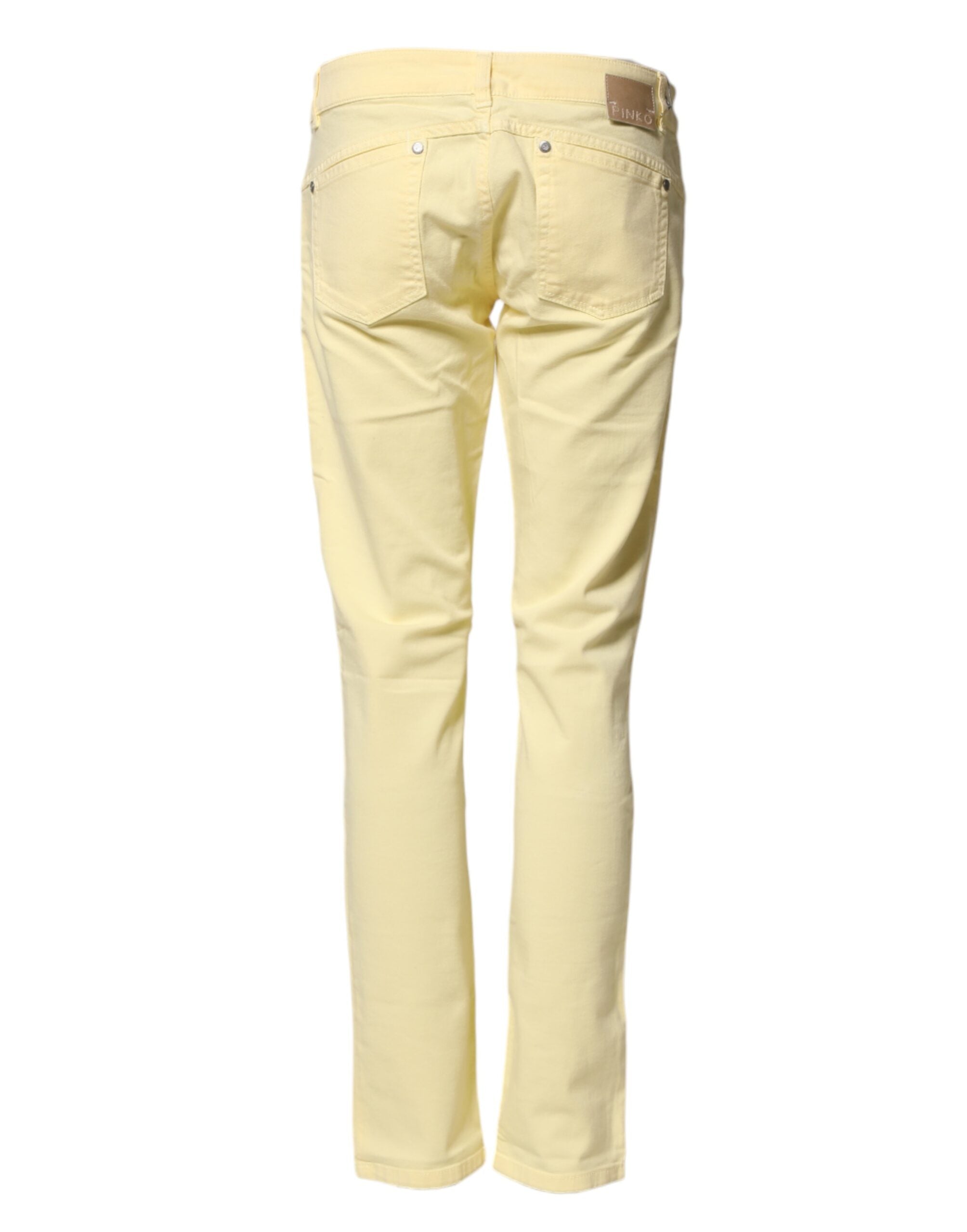PINKO Yellow Cotton Low Waist Slim Fit Skinny Denim Casual Women's Jeans (Pre-Owned)