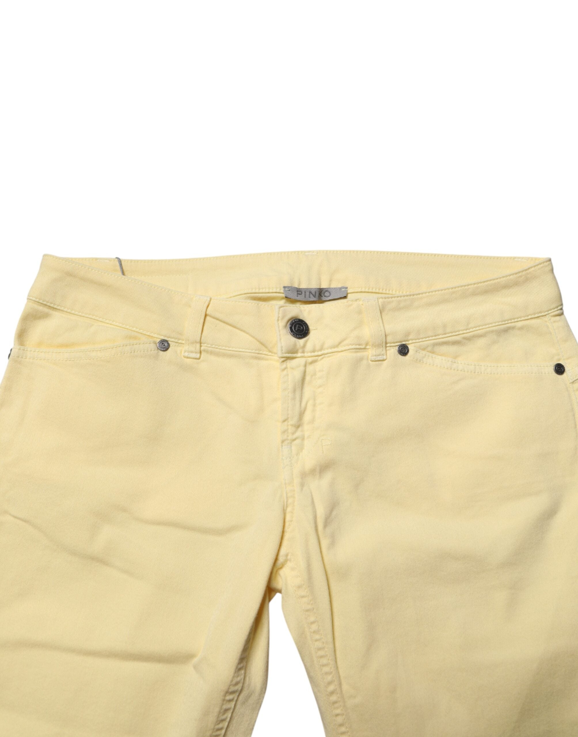 PINKO Yellow Cotton Low Waist Slim Fit Skinny Denim Casual Women's Jeans (Pre-Owned)