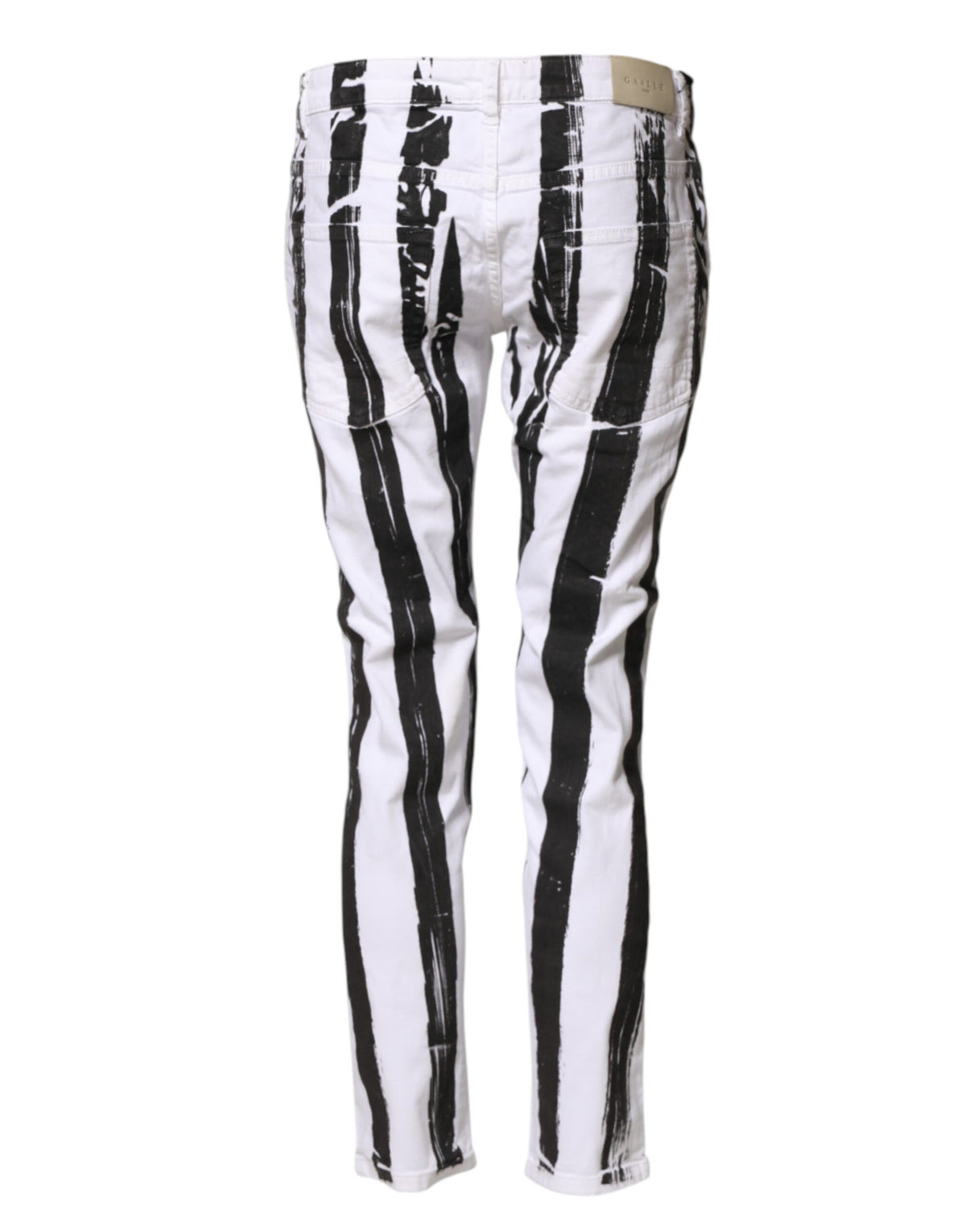 Gaelle Paris Black White Stripes Mid Waist Cropped Capri Women's Jeans (Pre-Owned)
