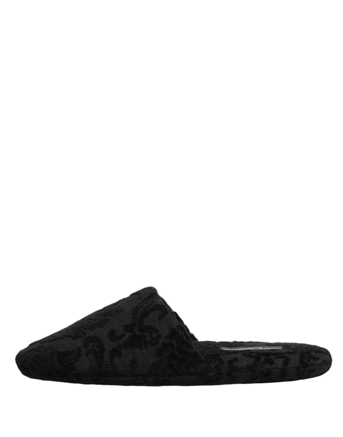 Dolce & Gabbana Black Logo Embroidered Slippers Flats Men's Shoes