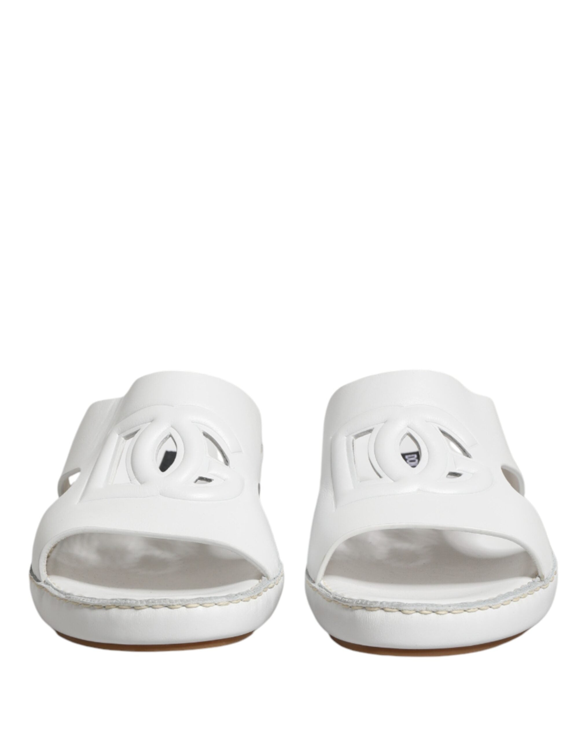 Dolce & Gabbana White DG Cutout Slides Slippers Flats Men's Shoes