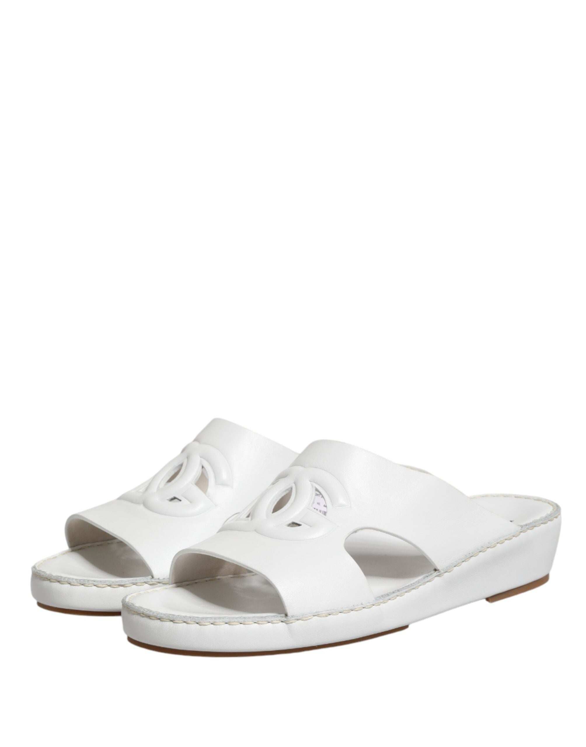 Dolce & Gabbana White DG Cutout Slides Slippers Flats Men's Shoes