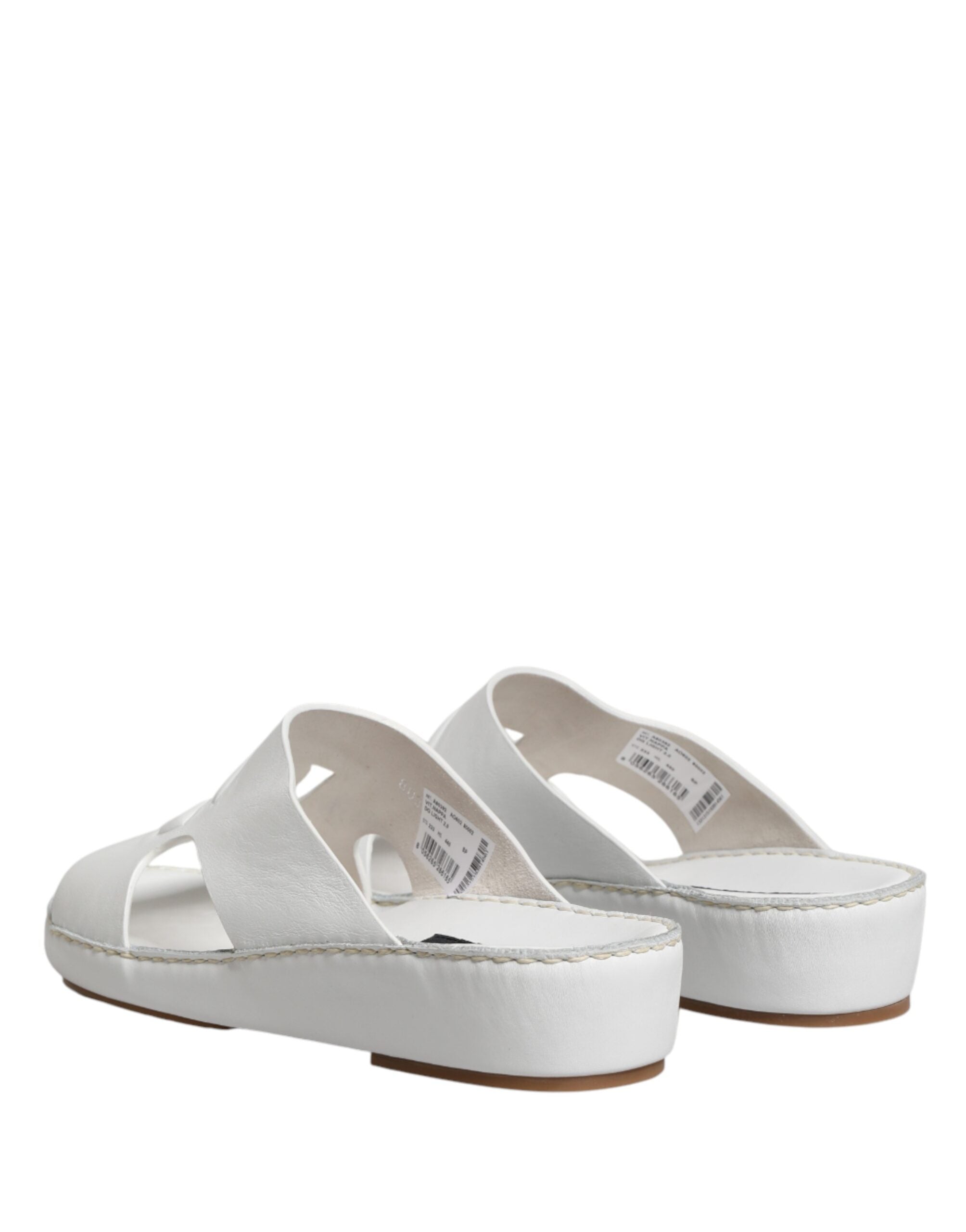 Dolce & Gabbana White DG Cutout Slides Slippers Flats Men's Shoes