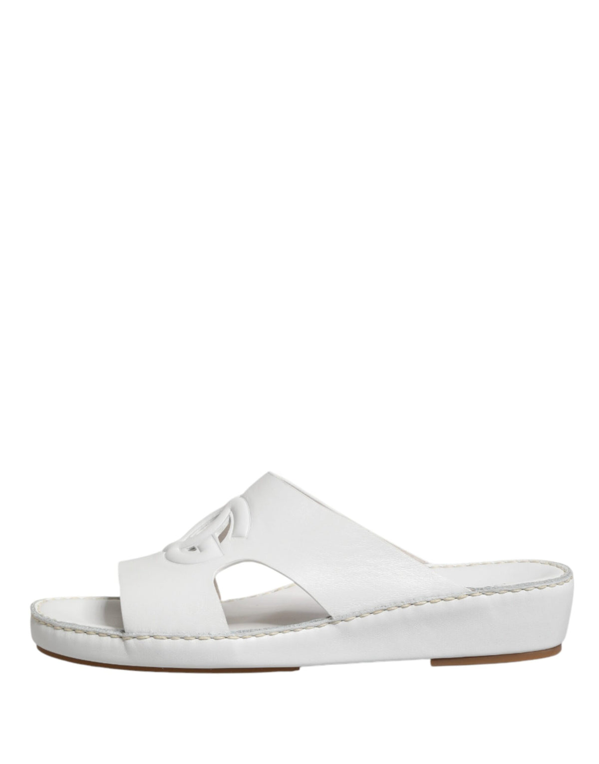 Dolce & Gabbana White DG Cutout Slides Slippers Flats Men's Shoes