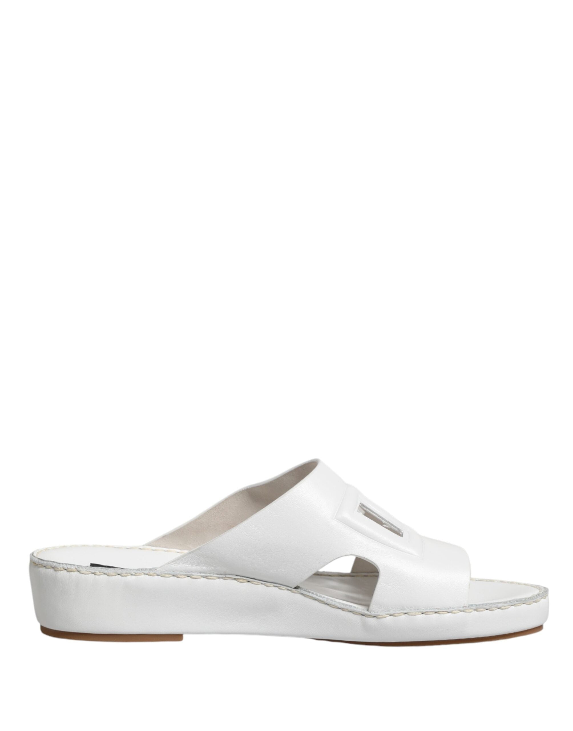 Dolce & Gabbana White DG Cutout Slides Slippers Flats Men's Shoes