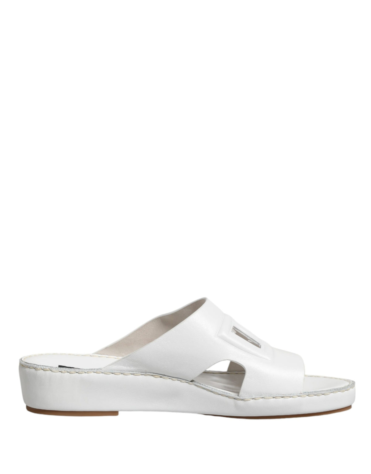 Dolce & Gabbana White DG Cutout Slides Slippers Flats Men's Shoes