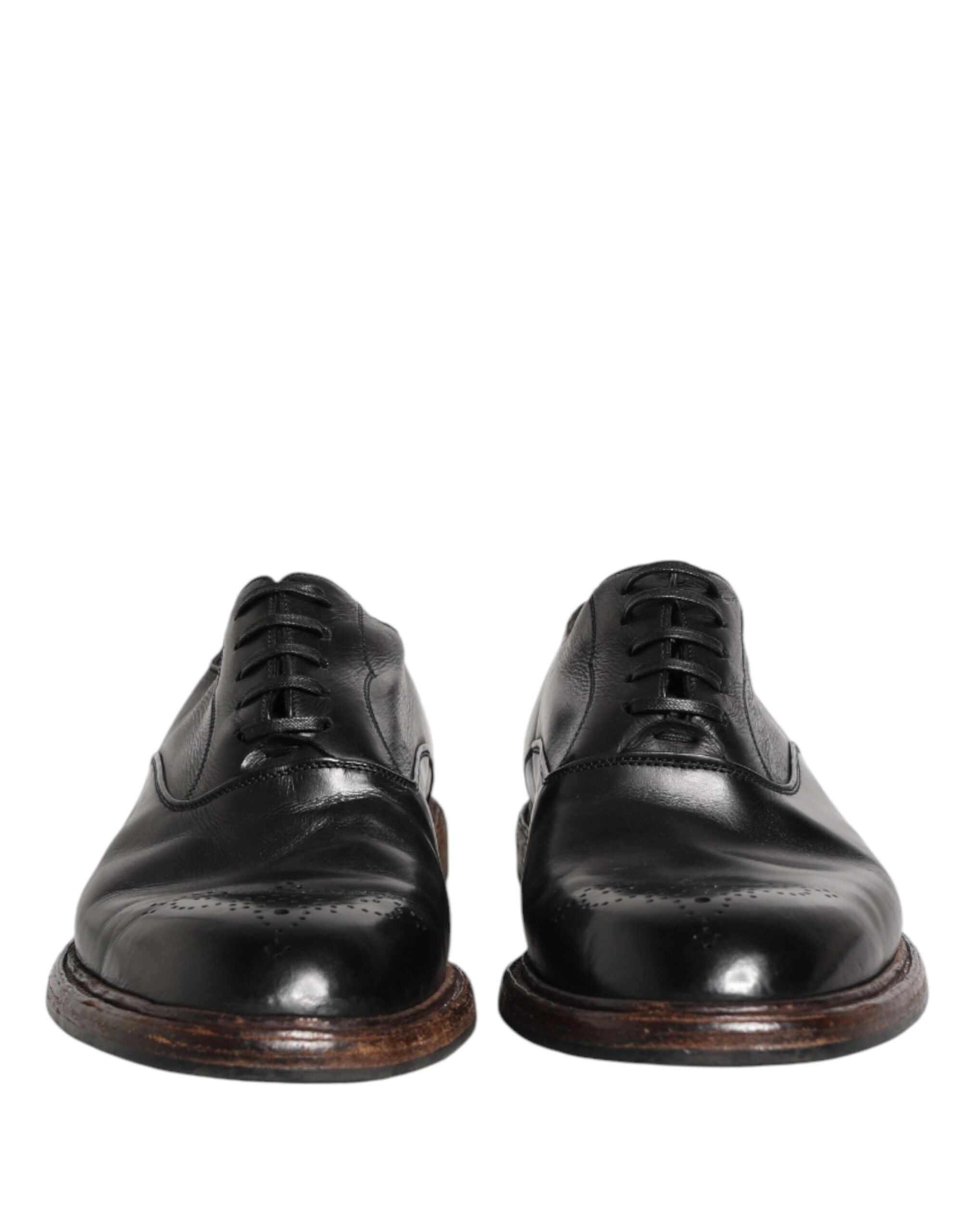 Dolce & Gabbana Black Calfskin Leather Oxford Dress Men's Shoes