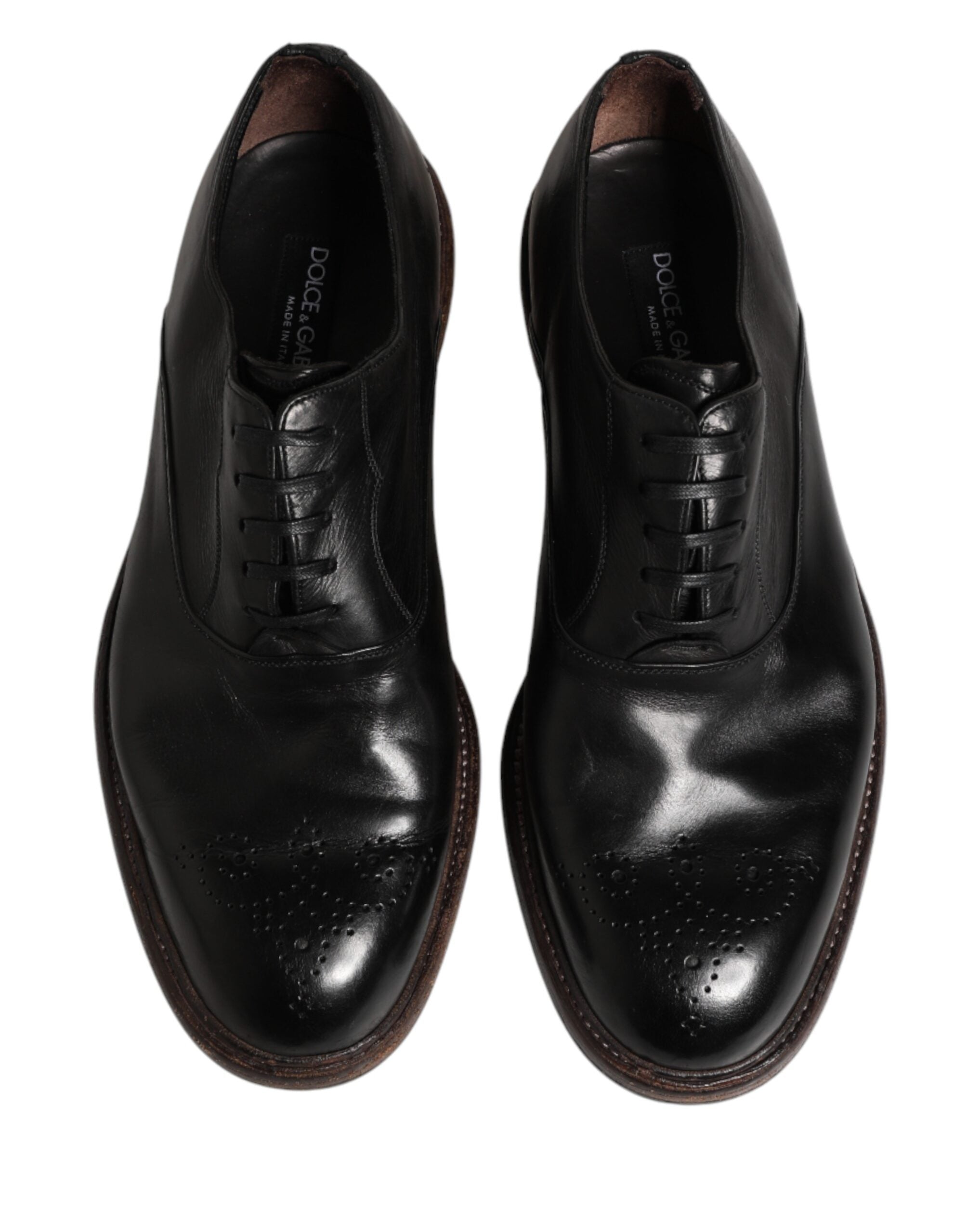 Dolce & Gabbana Black Calfskin Leather Oxford Dress Men's Shoes