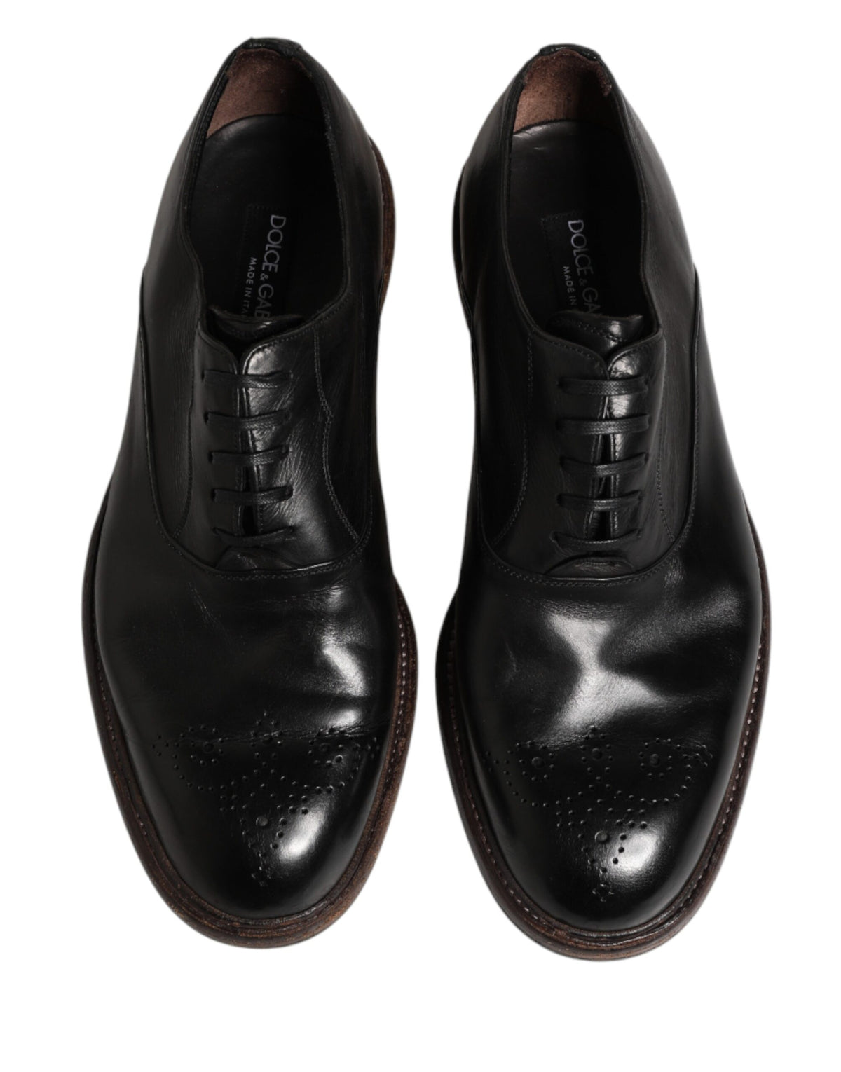 Dolce & Gabbana Black Calfskin Leather Oxford Dress Men's Shoes