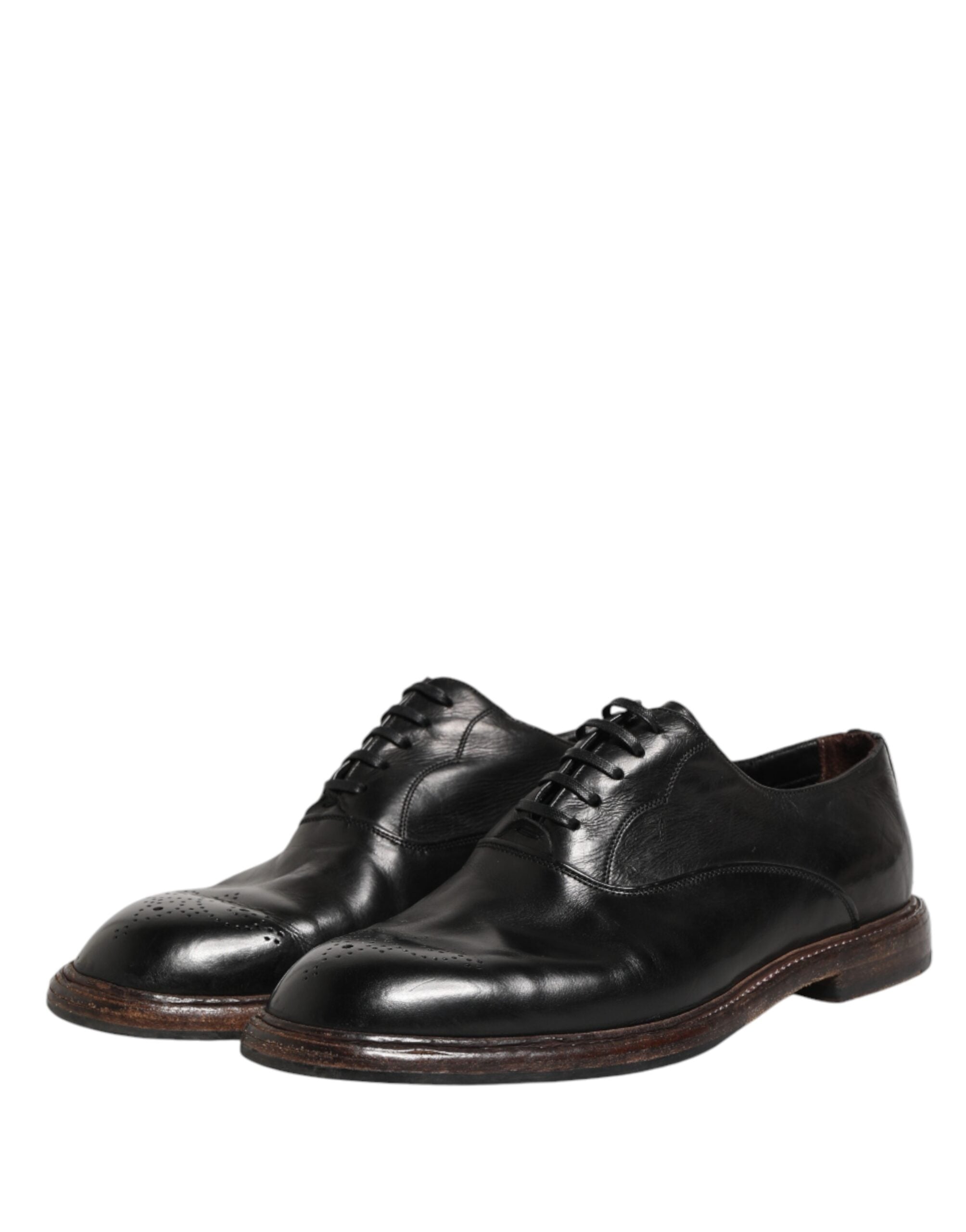 Dolce & Gabbana Black Calfskin Leather Oxford Dress Men's Shoes