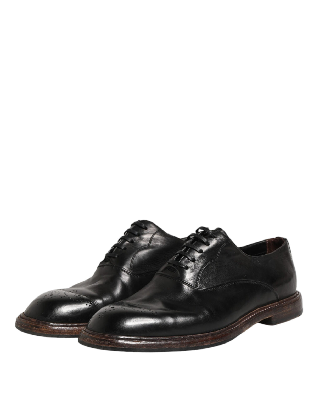 Dolce & Gabbana Black Calfskin Leather Oxford Dress Men's Shoes