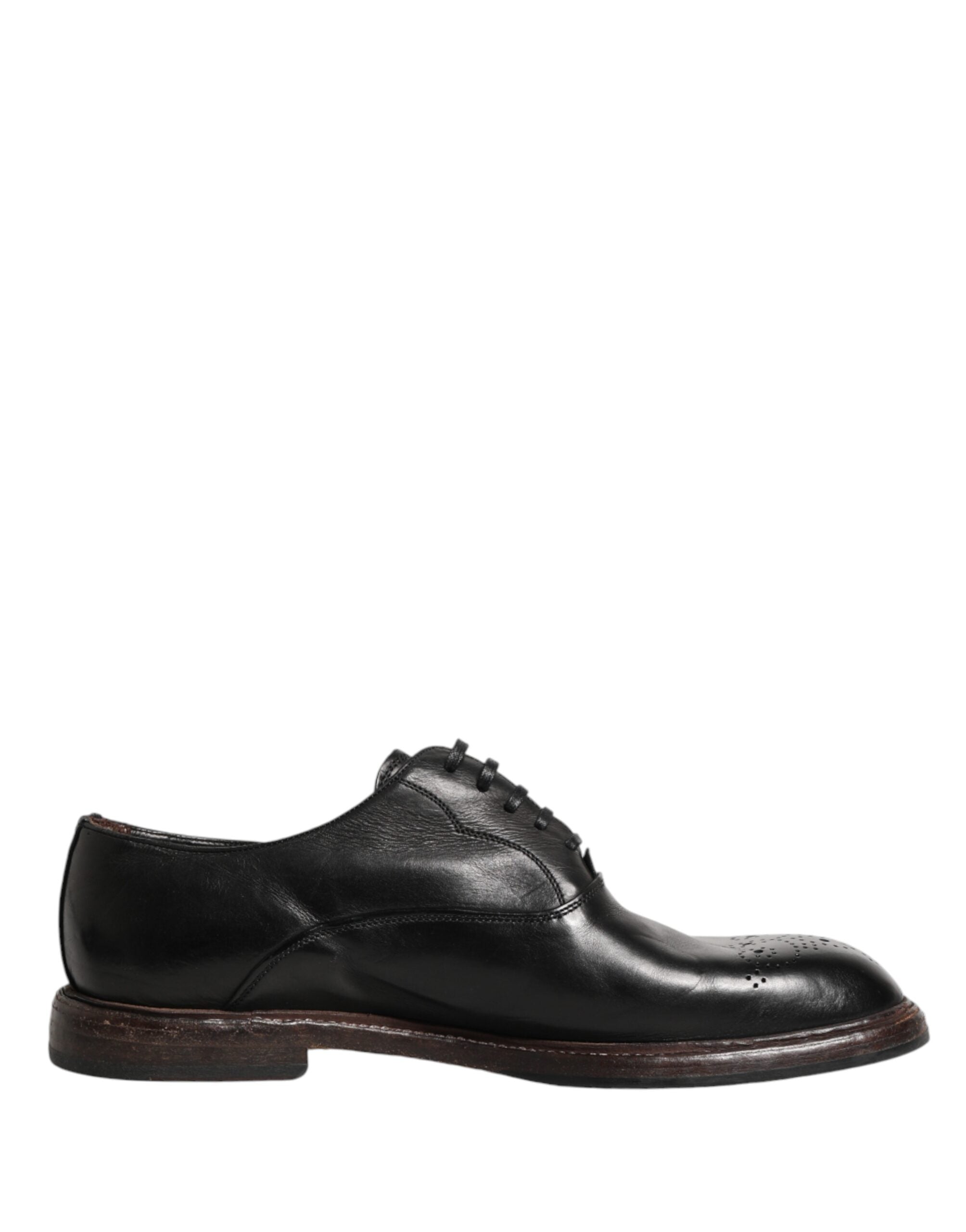 Dolce & Gabbana Black Calfskin Leather Oxford Dress Men's Shoes