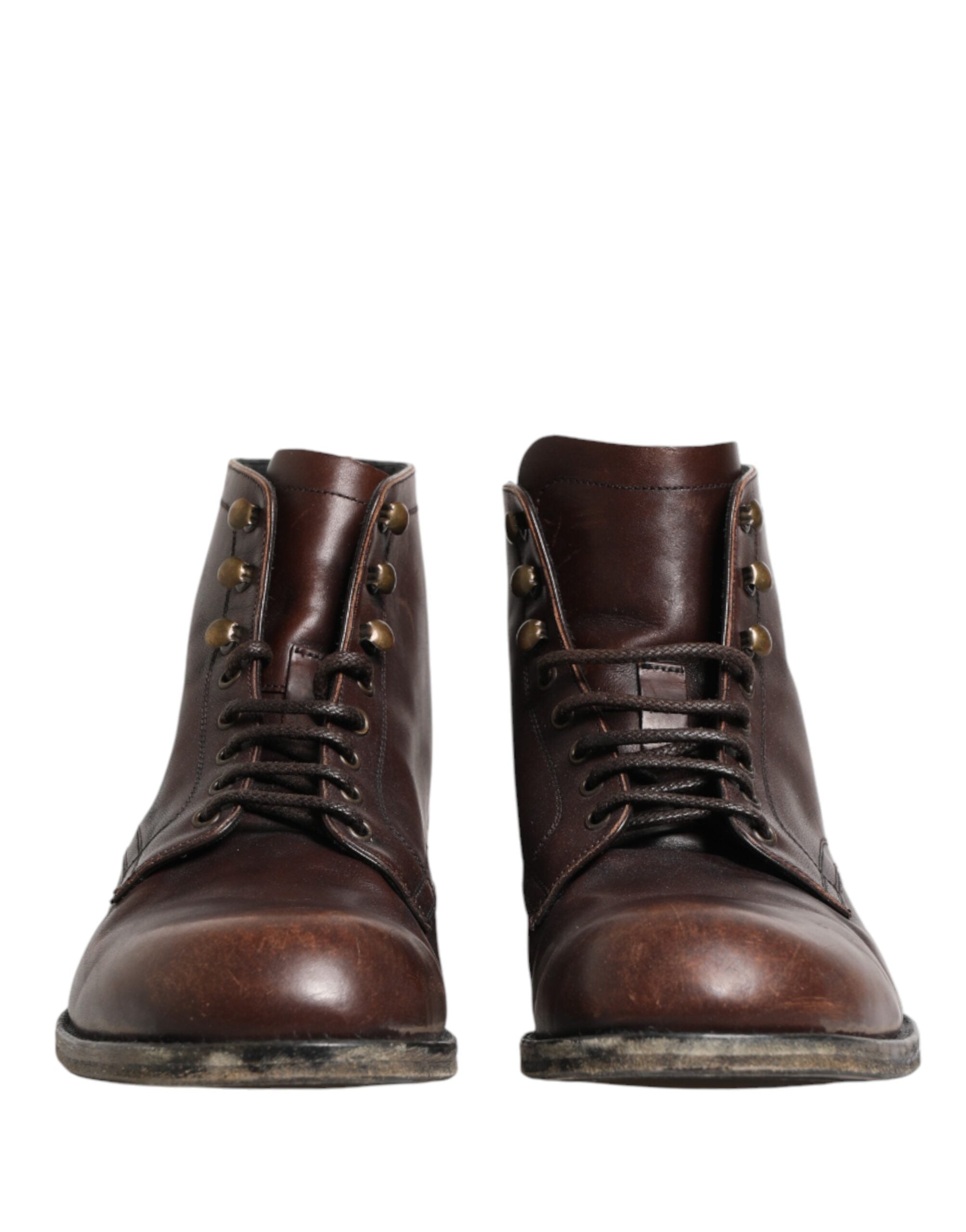 Dolce & Gabbana Brown Lace Up Short Ankle Boots Men Men's Shoes
